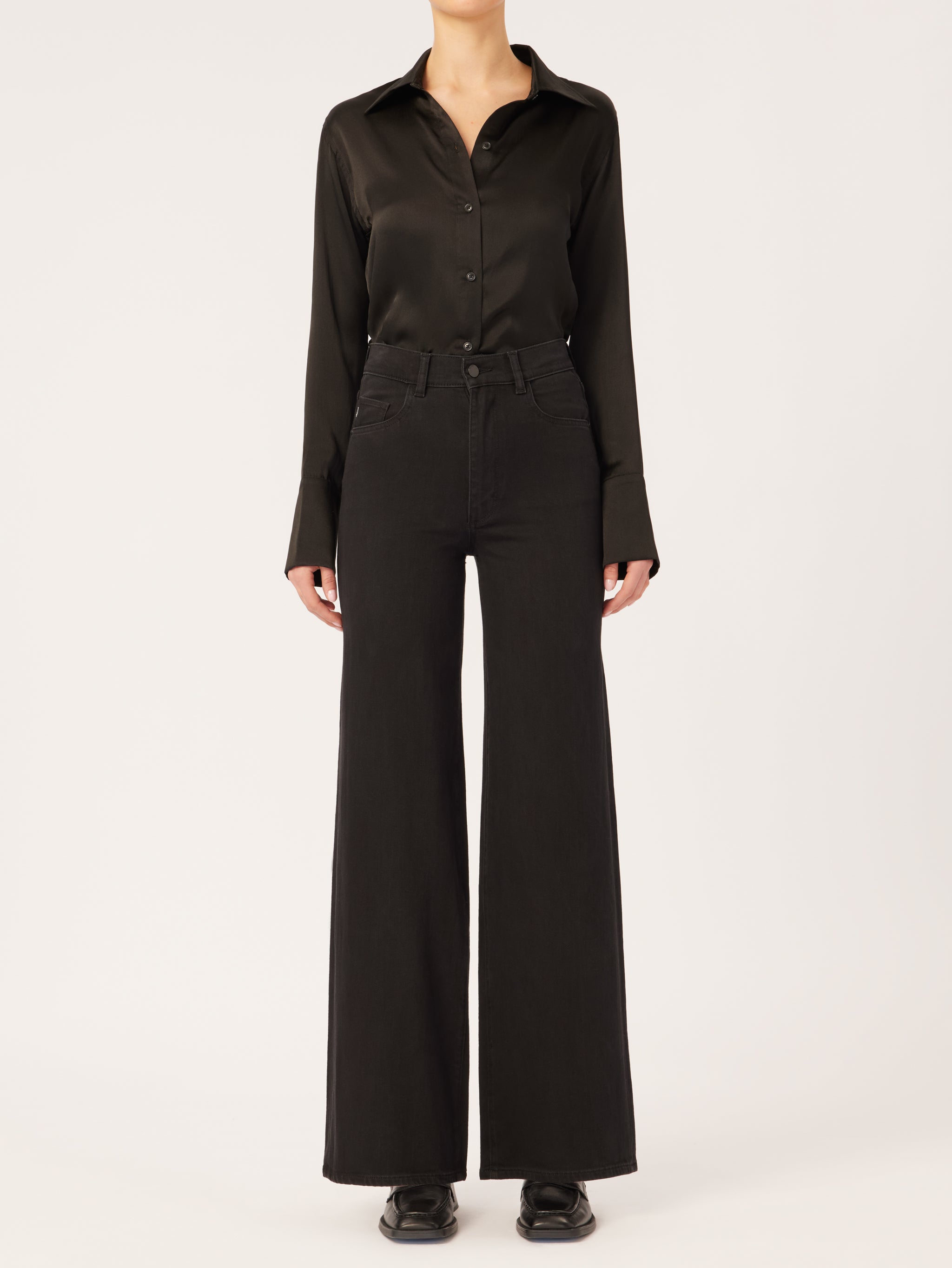 Hepburn Wide Leg  High Rise Vintage 32" | Jet Black