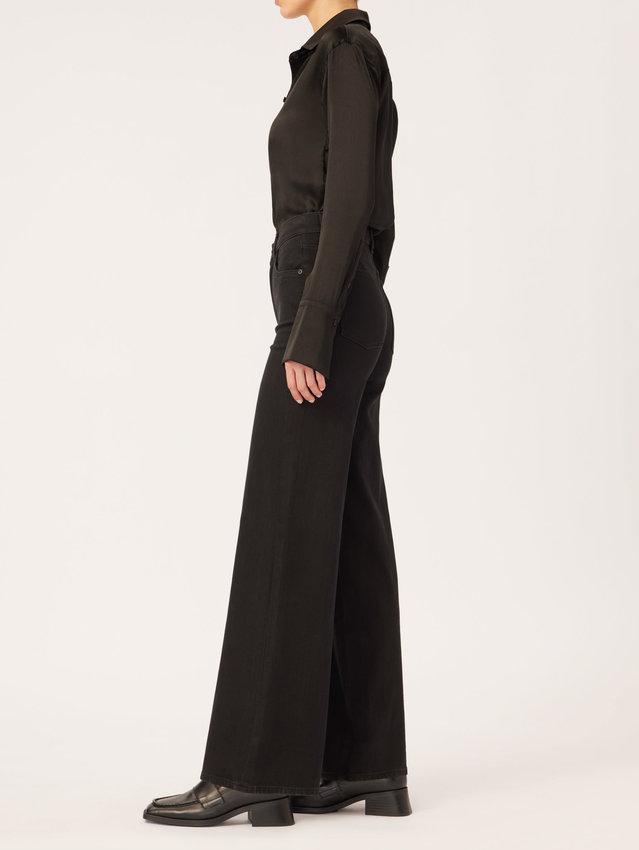 Hepburn Wide Leg  High Rise Vintage 32" | Jet Black