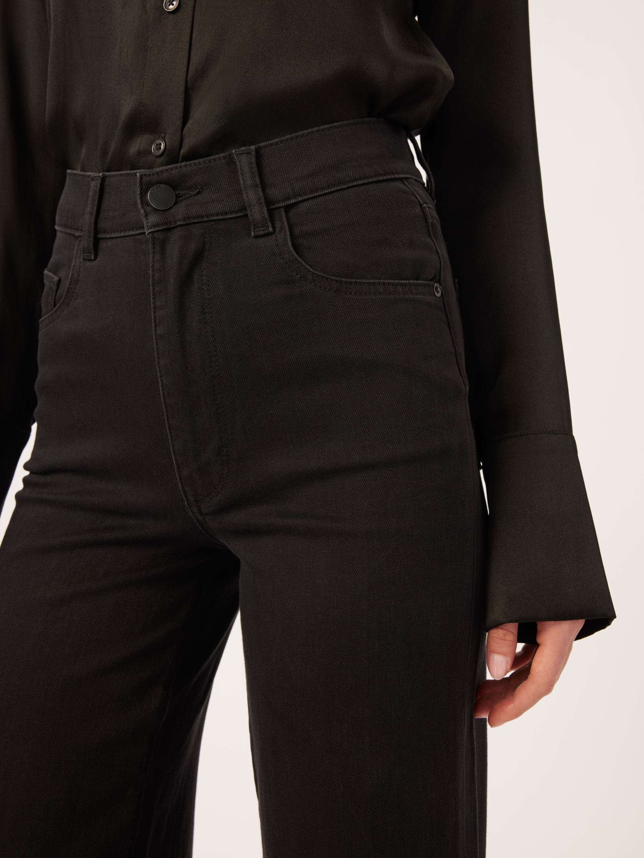 Hepburn Wide Leg  High Rise Vintage 32" | Jet Black