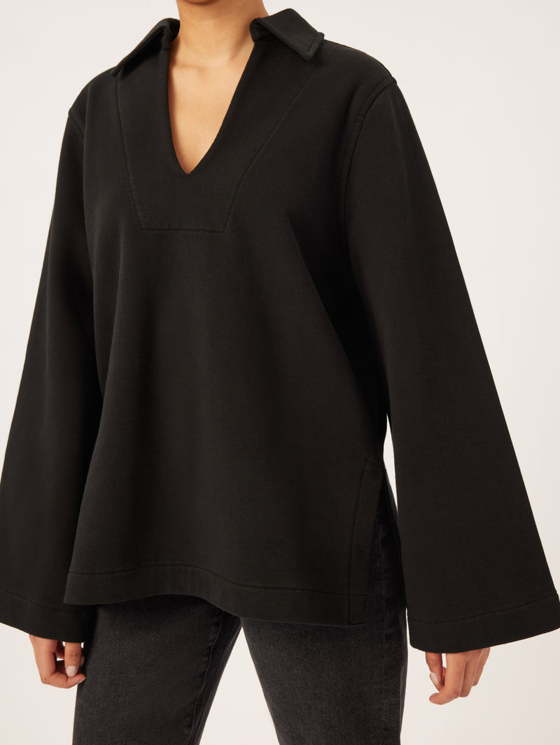 Lisette Shirt Cropped | Black Poplin