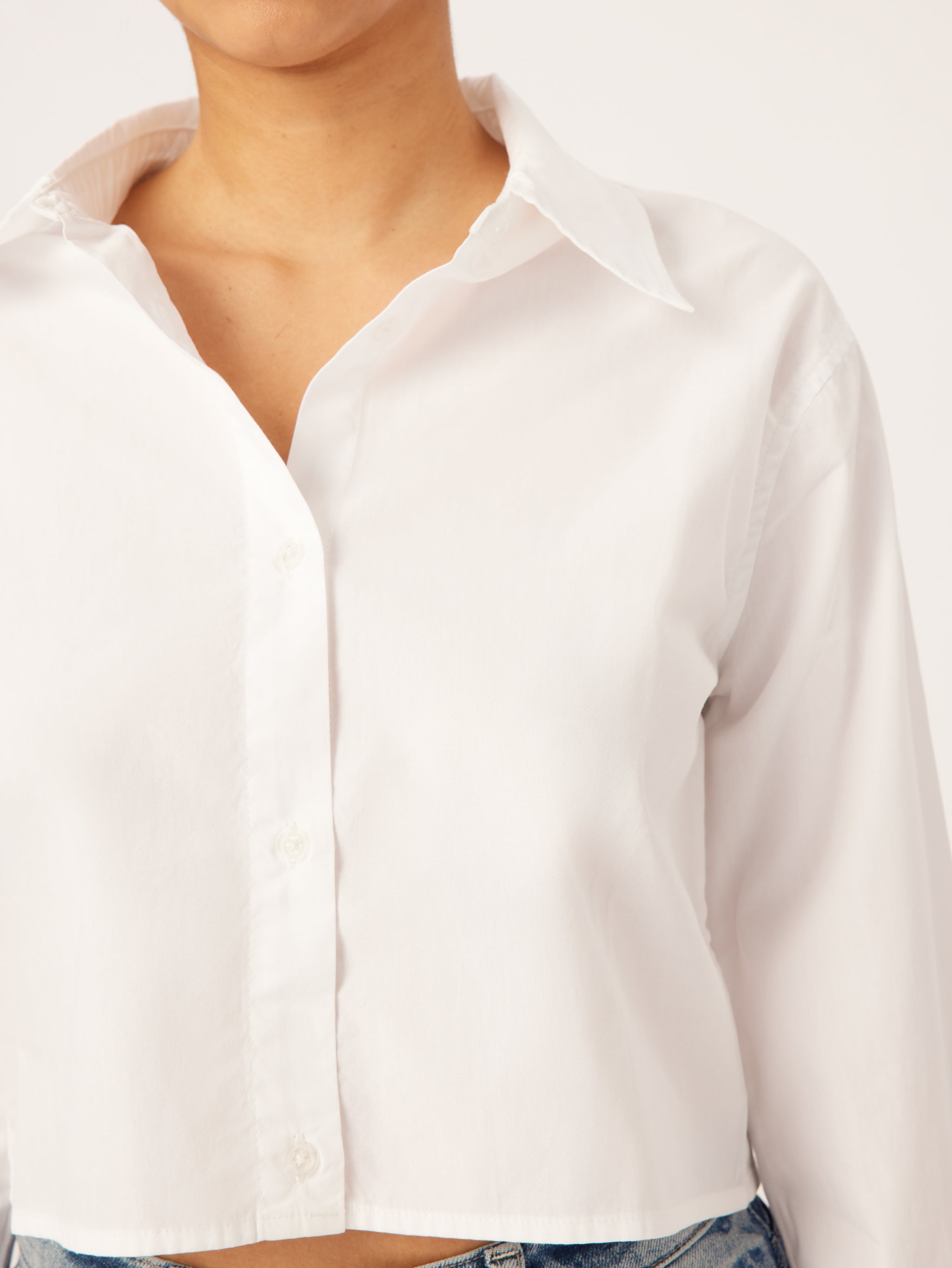 Lisette Shirt Cropped | White Poplin