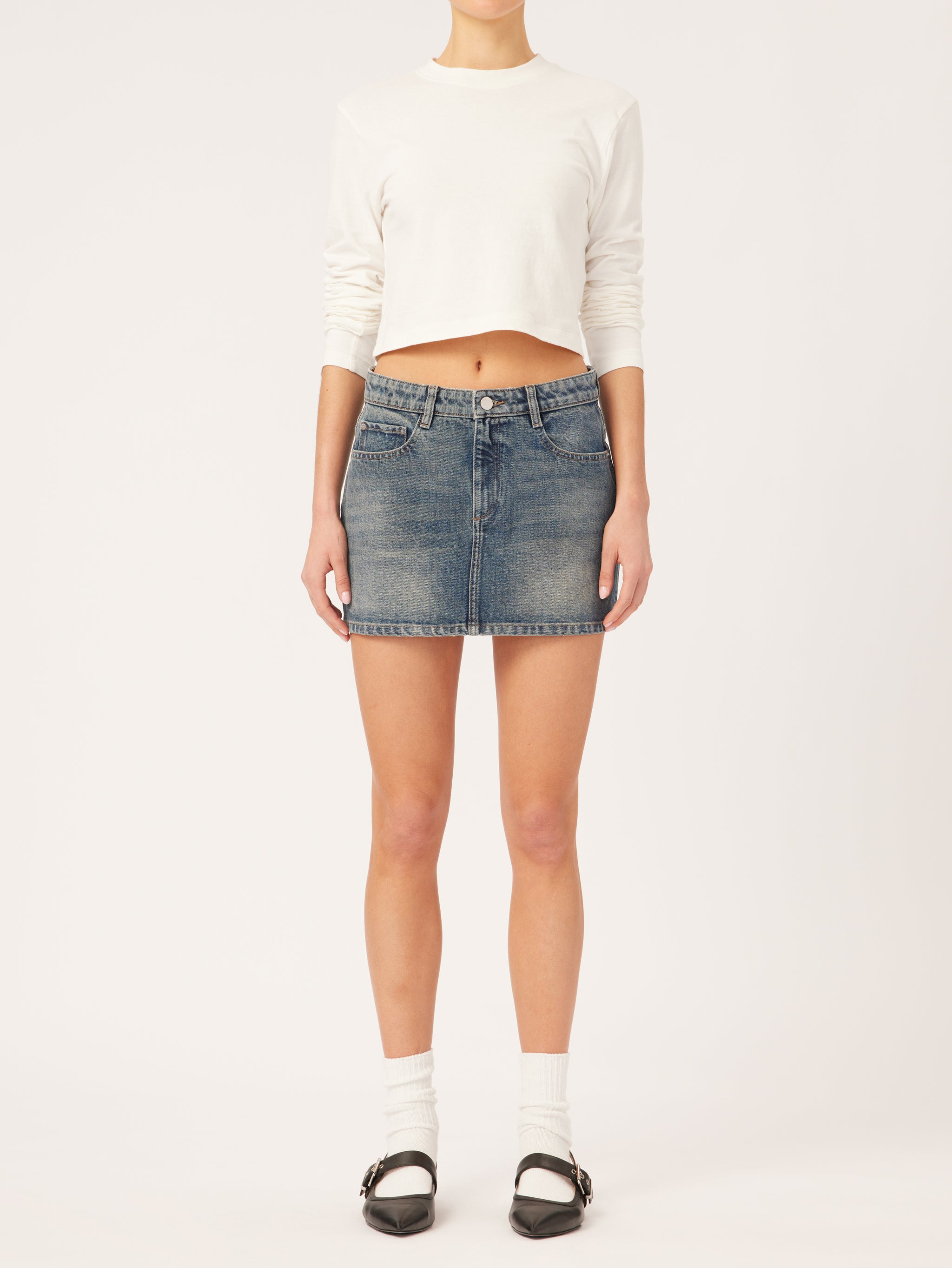 Alma Denim Low Rise Mini Skirt - Fisher | Sustainable Denim – DL1961