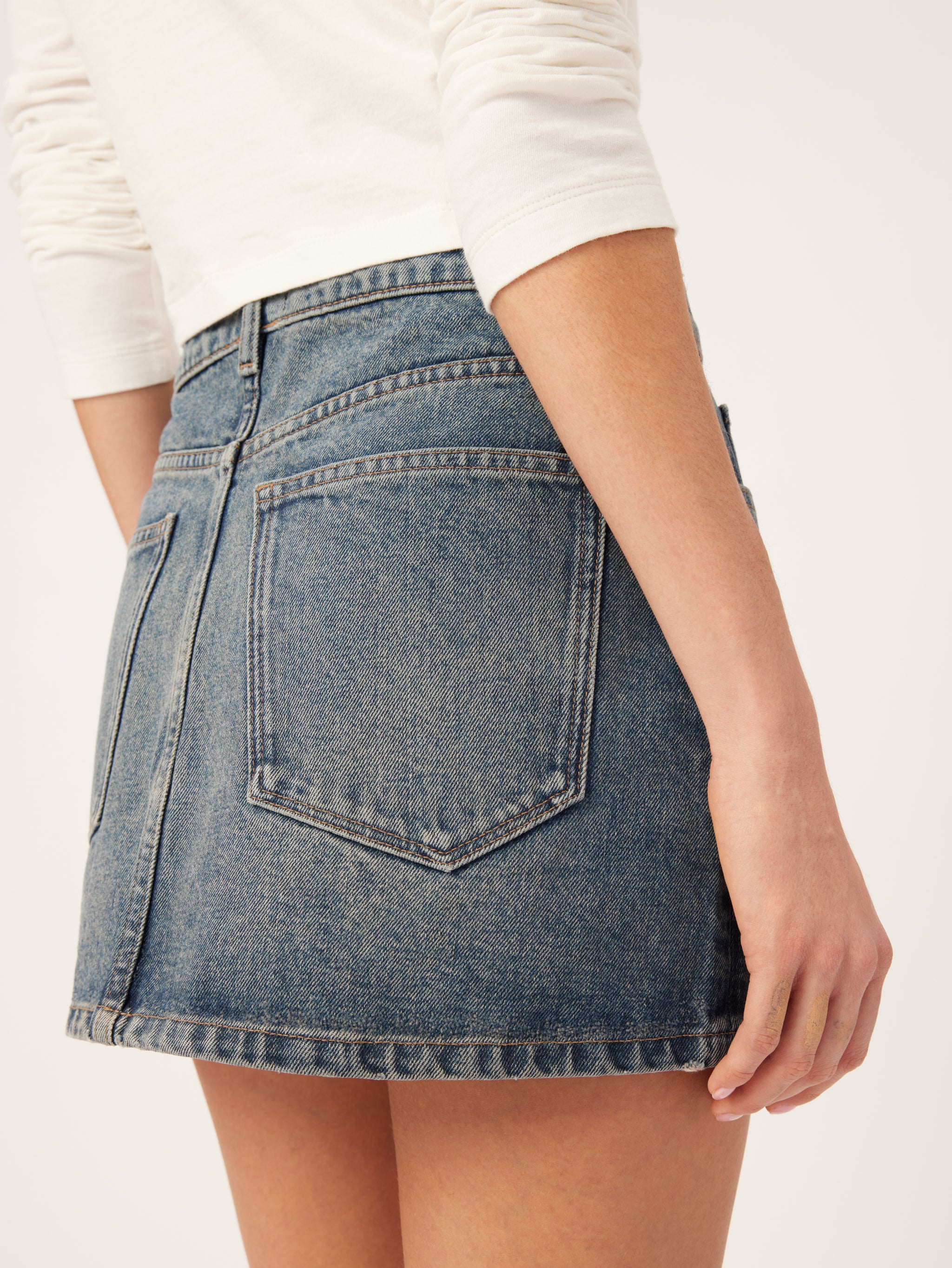 Alma Denim Low Rise Mini Skirt | Fisher