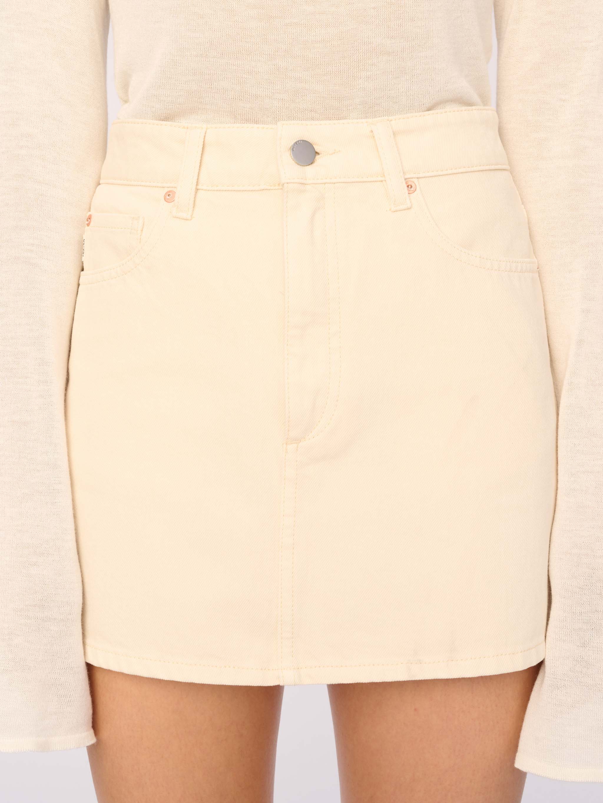 Alma Denim Skirt Mini | Ecru