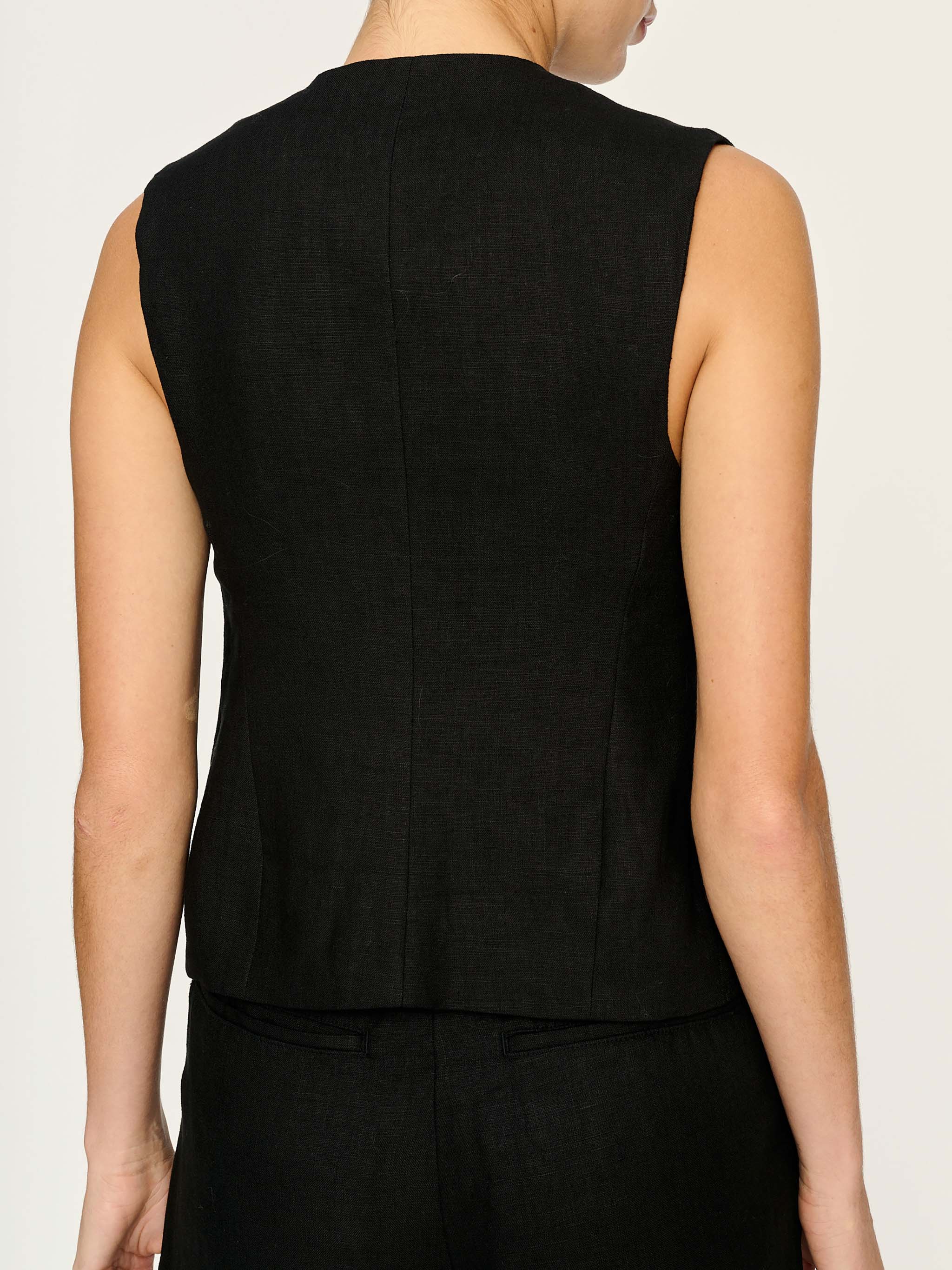 Zia Vest | Black Linen
