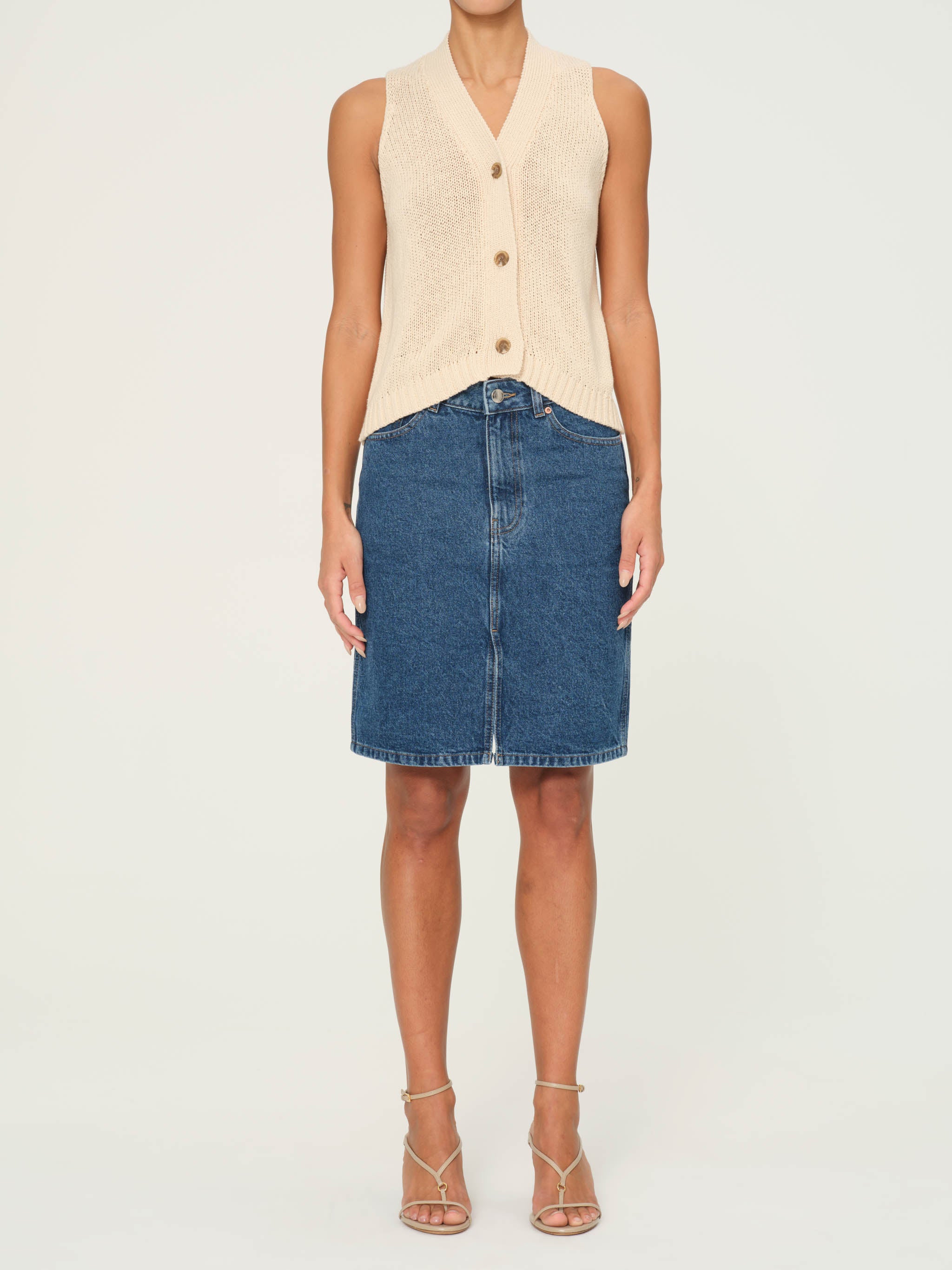 Dl1961 Lexie Denim Knee Length Skirt North Beach Women s 34 Skirts