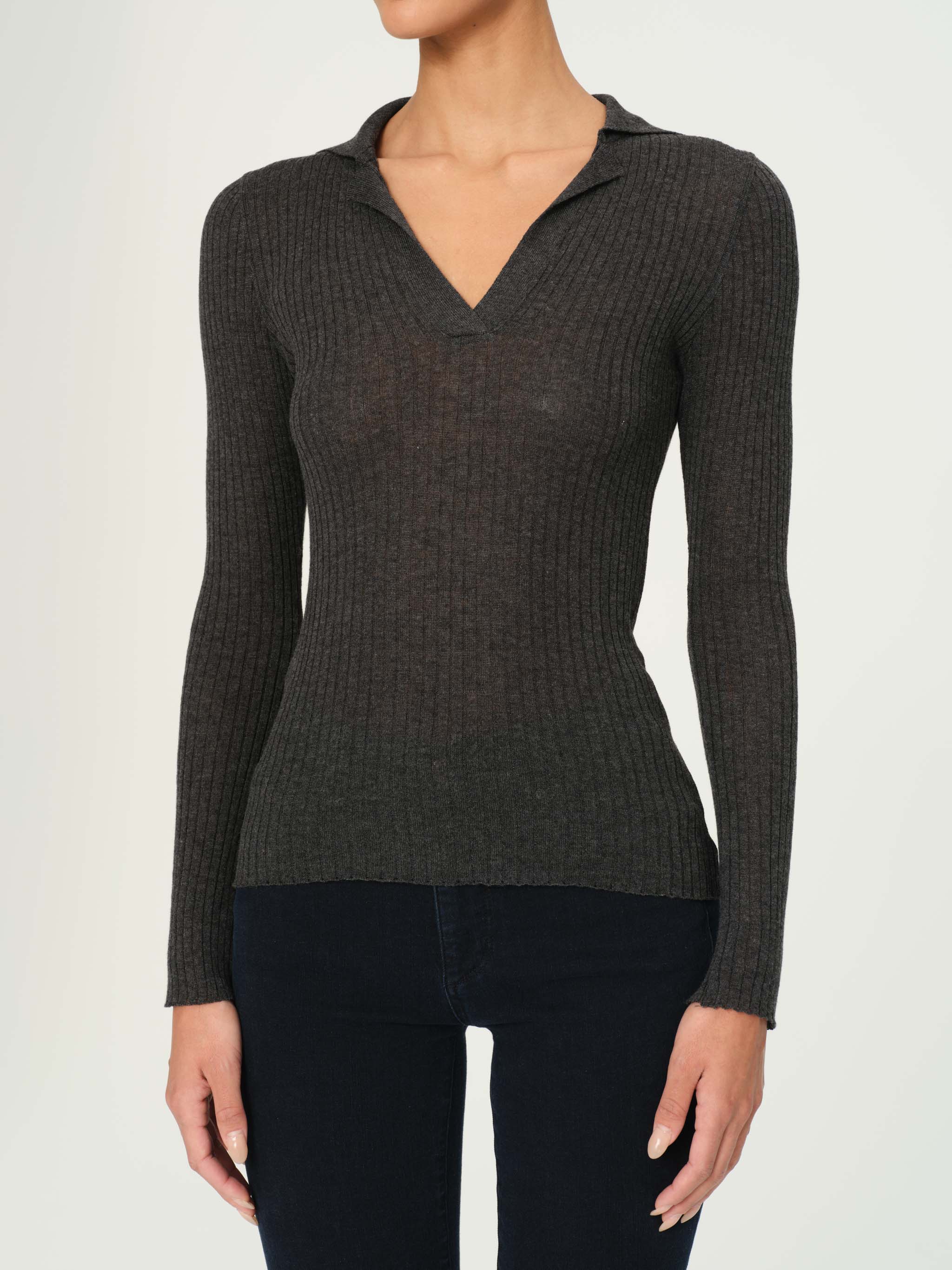 women's long sleeve grey top