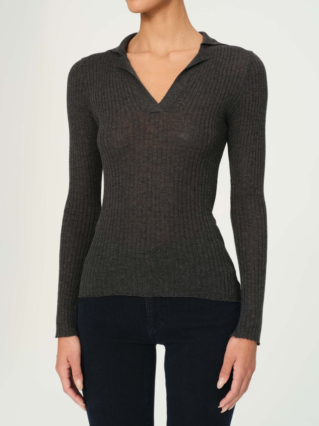 women's long sleeve grey top