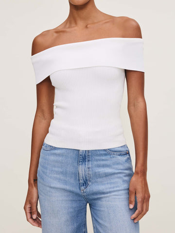 Women's White Off The Shoulder Sculpting Top