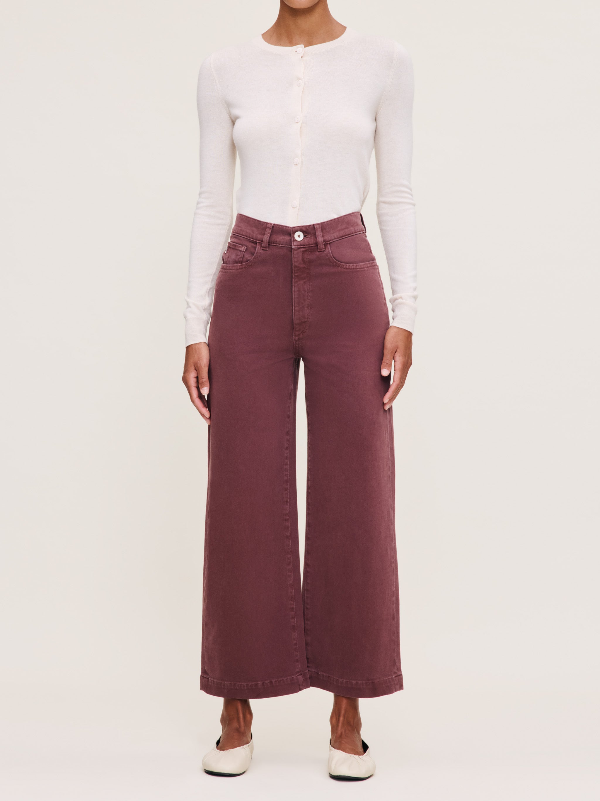 Hepburn Wide Leg High Rise Ankle Jeans | Dried Rose | DL1961