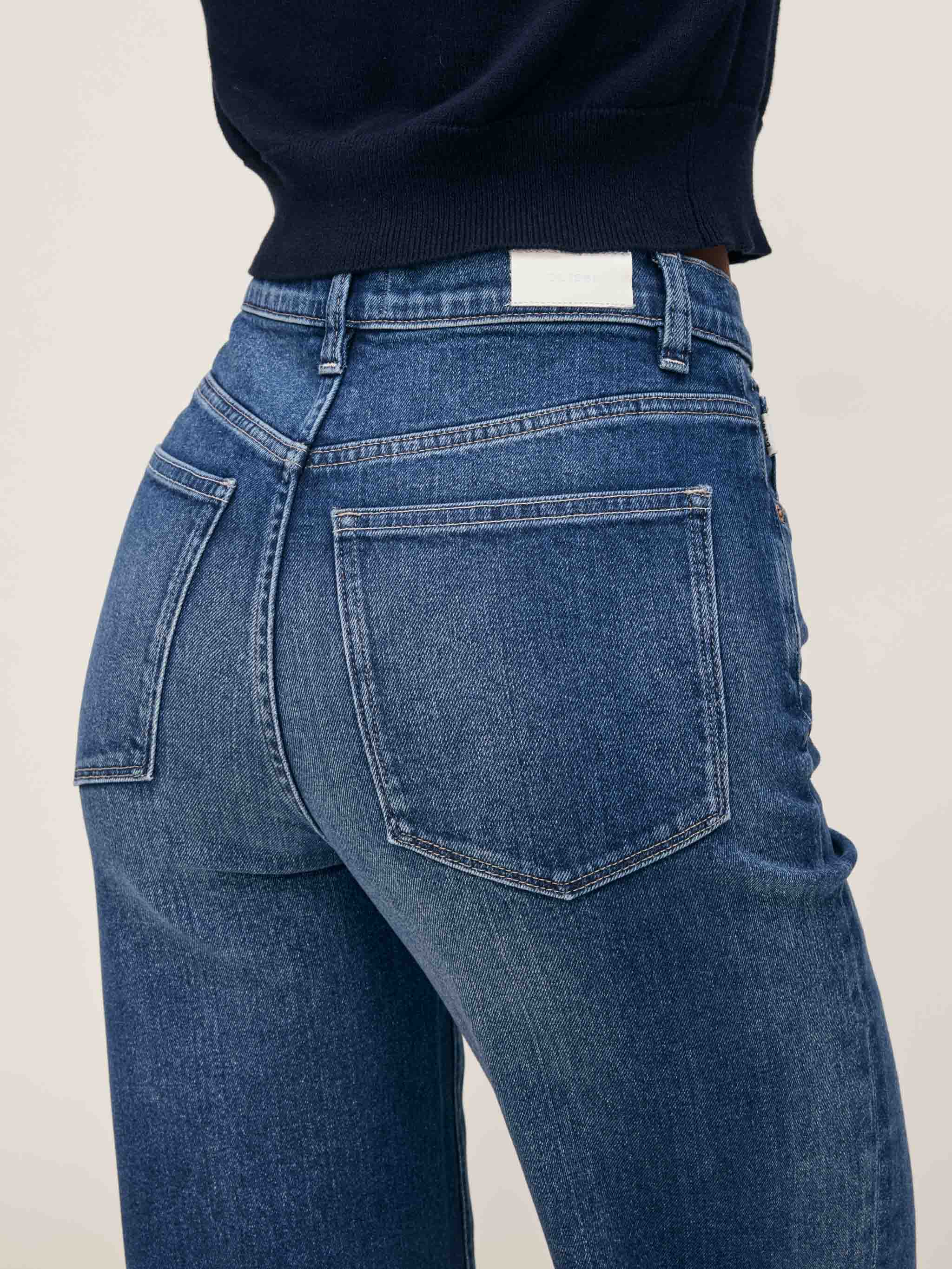 women's wide leg blue jean