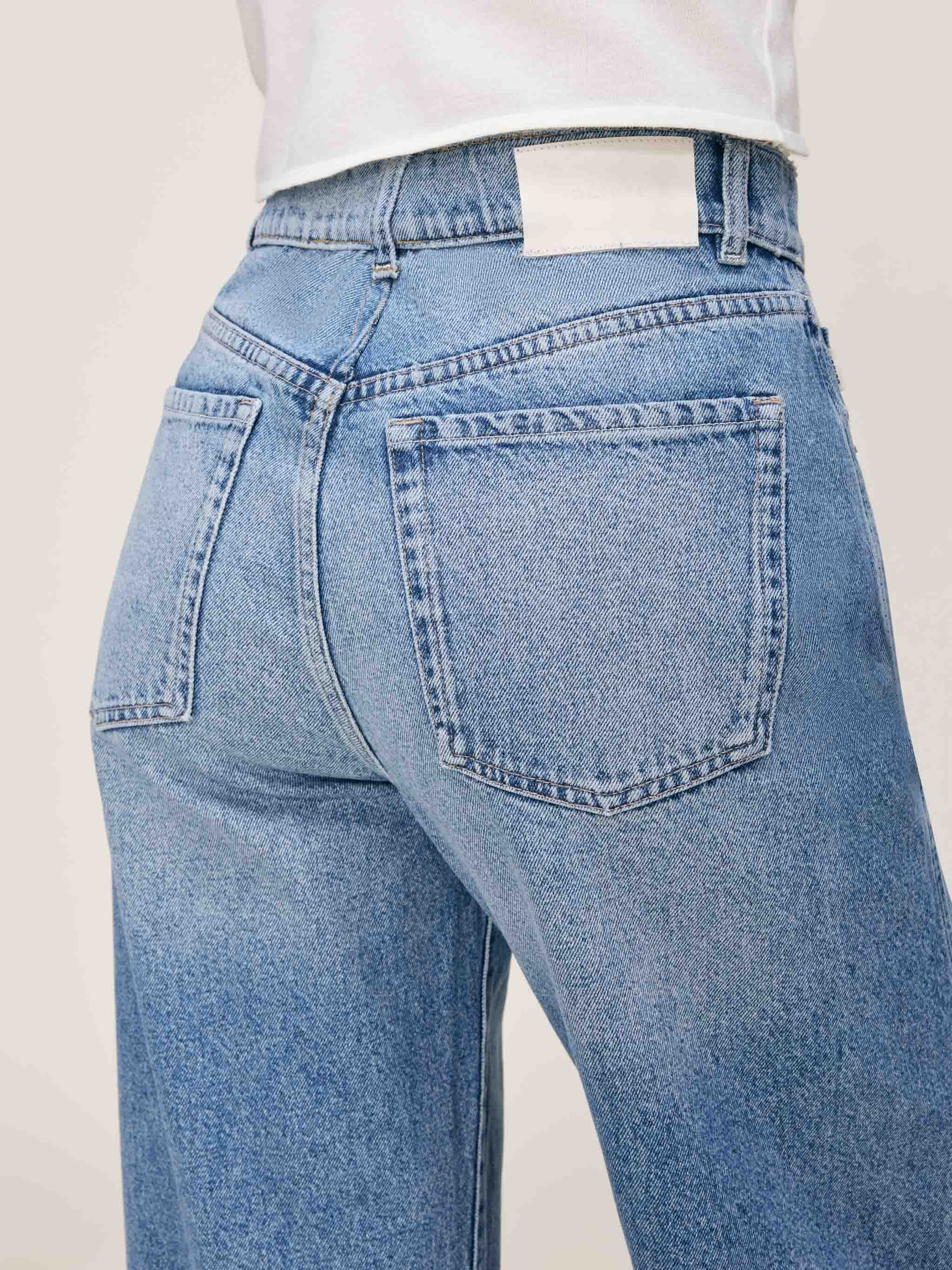 women's barrel blue jean