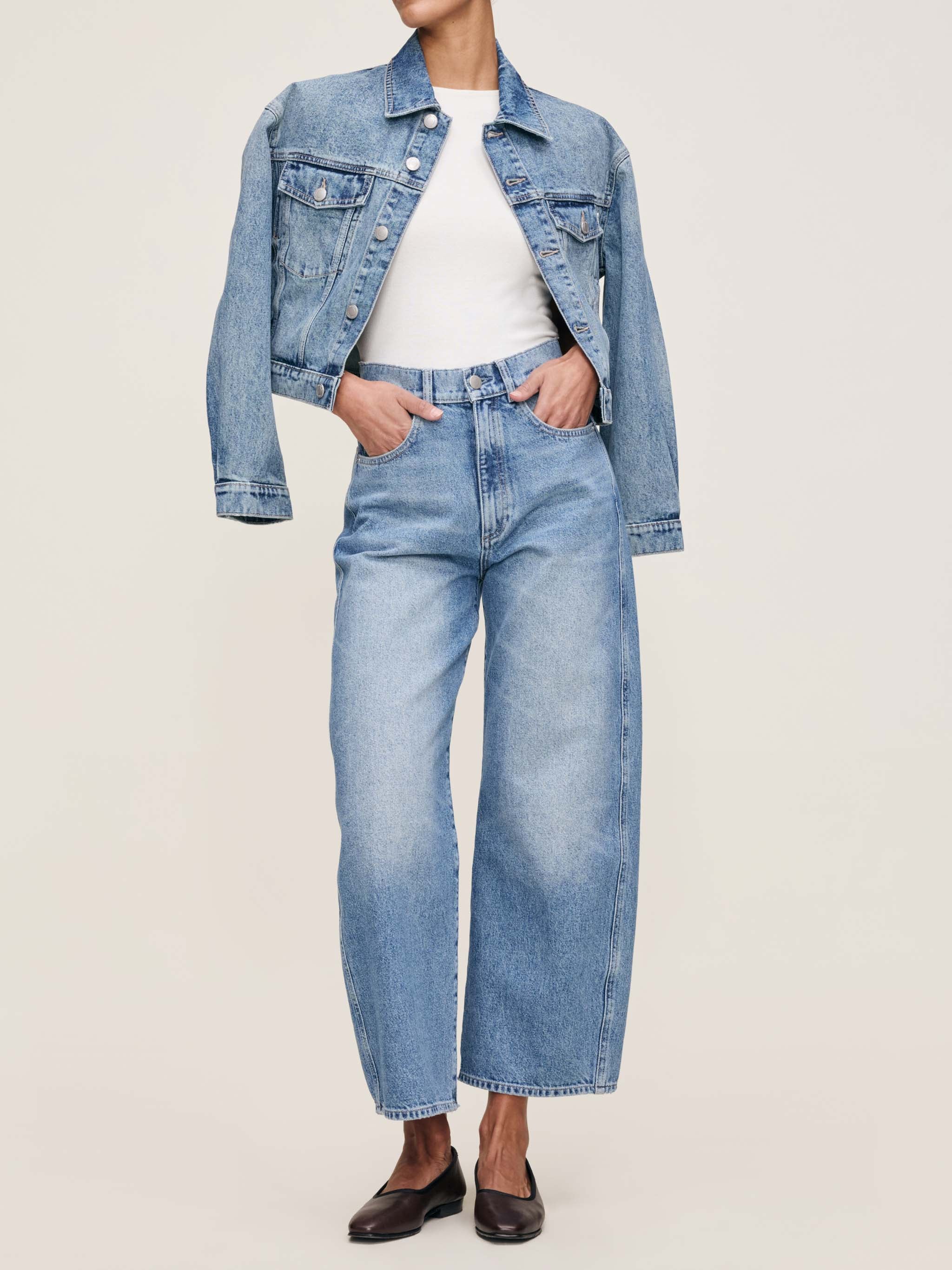 women's barrel blue jean