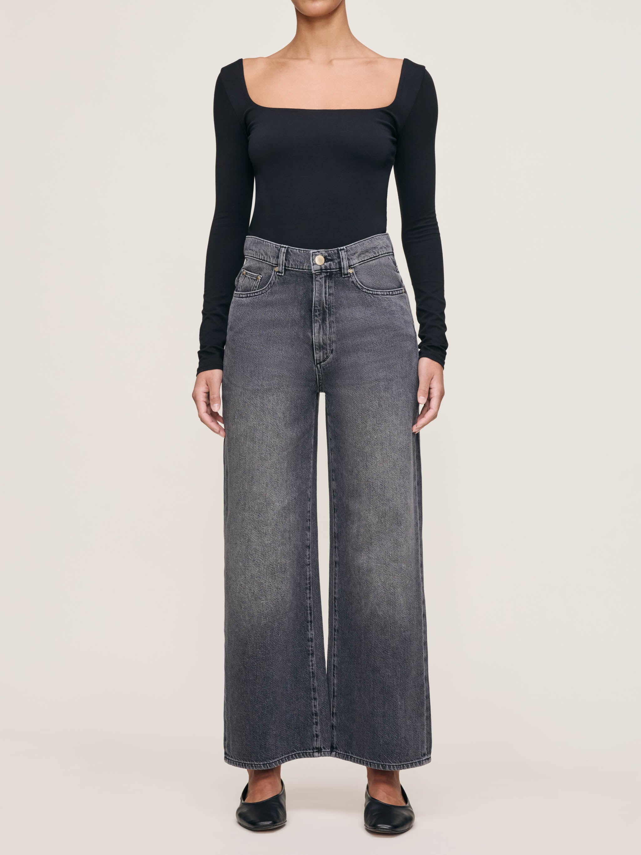women's wide leg black jean