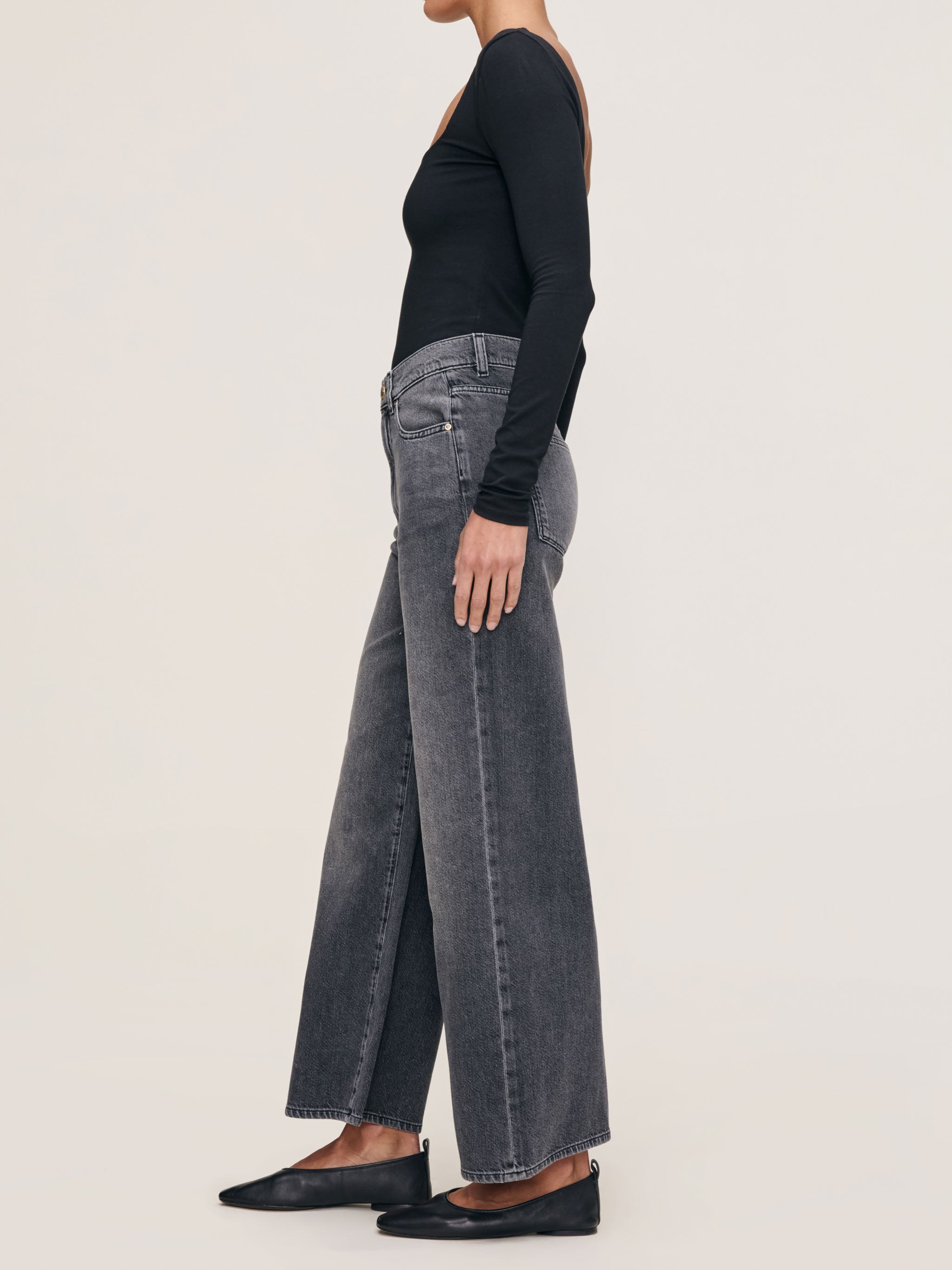 women's wide leg black jean