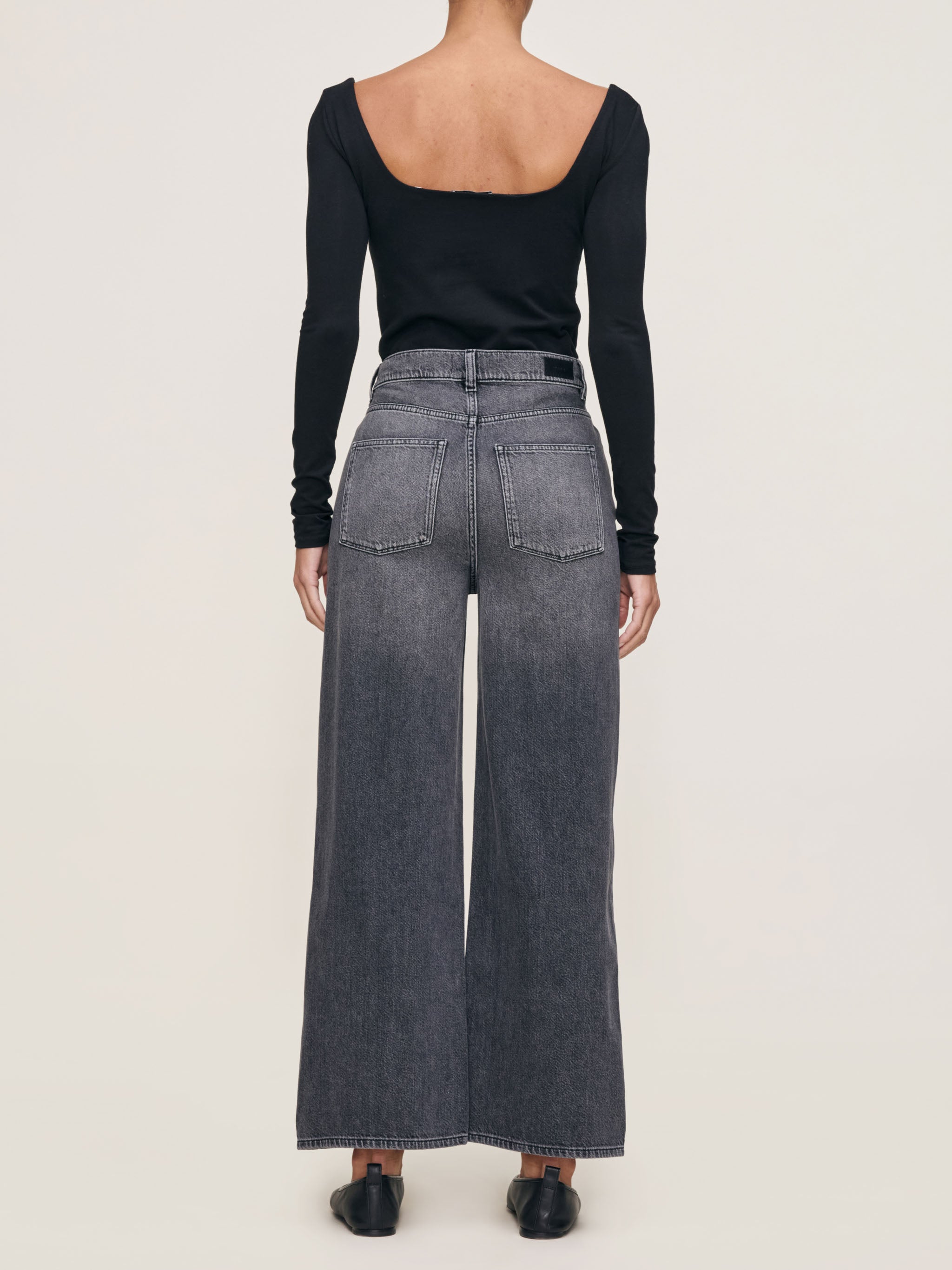 women's wide leg black jean