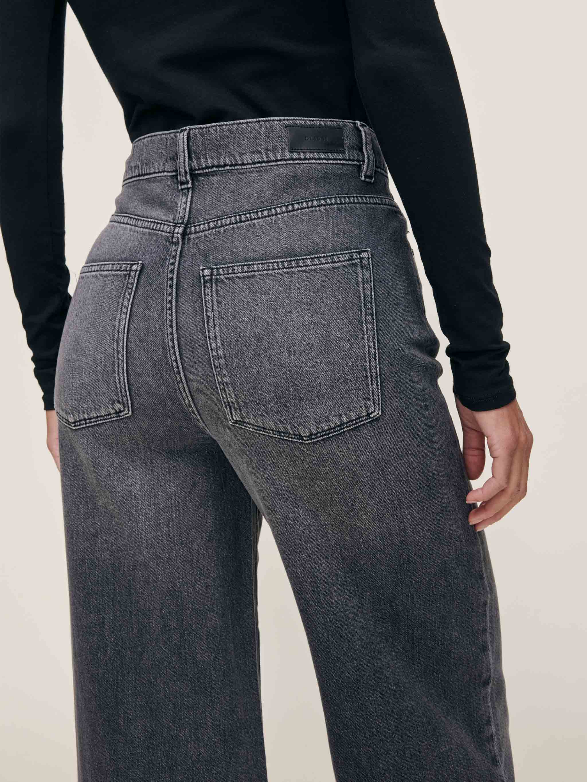 women's wide leg black jean