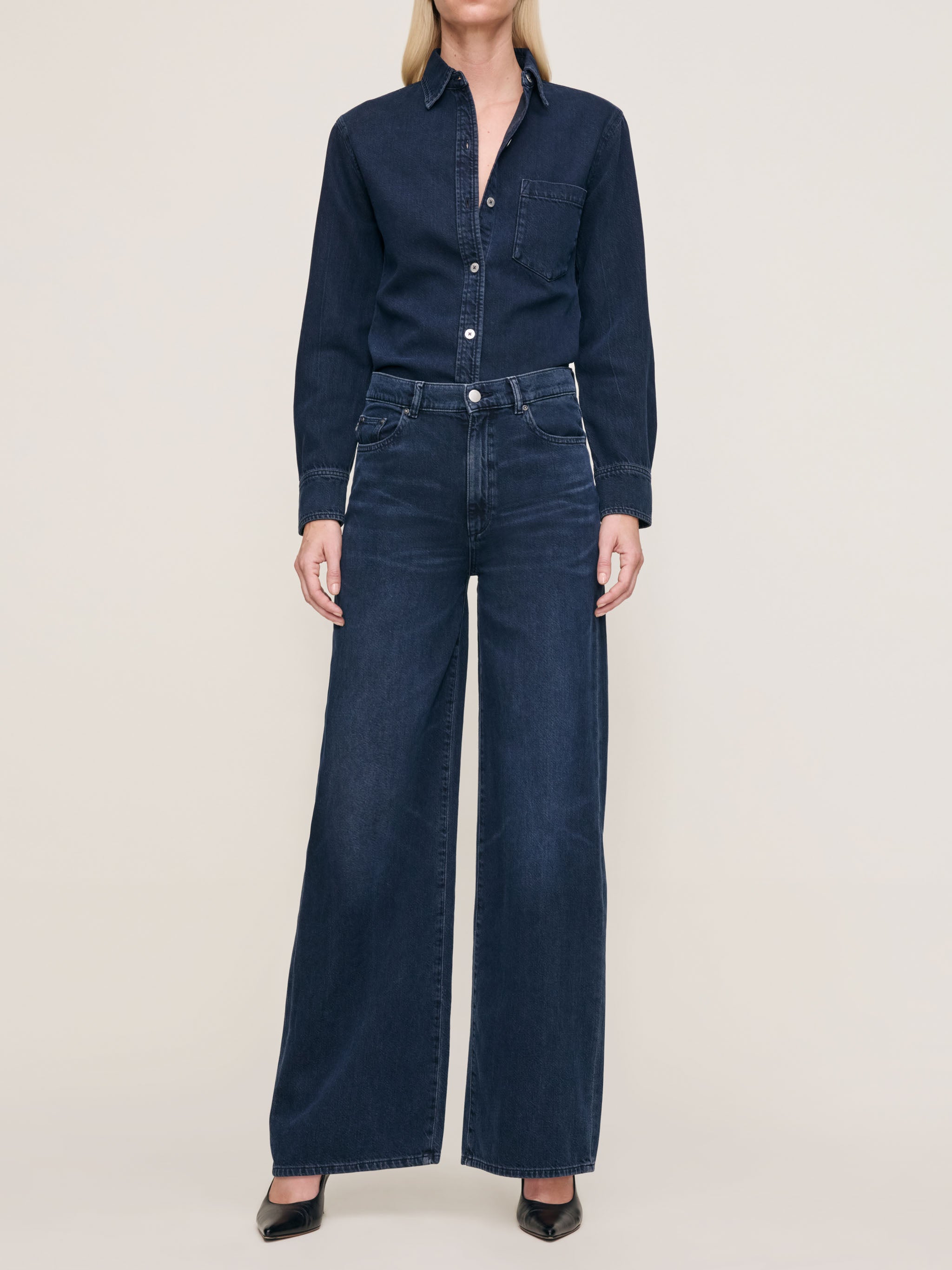 women's shirt blue denim