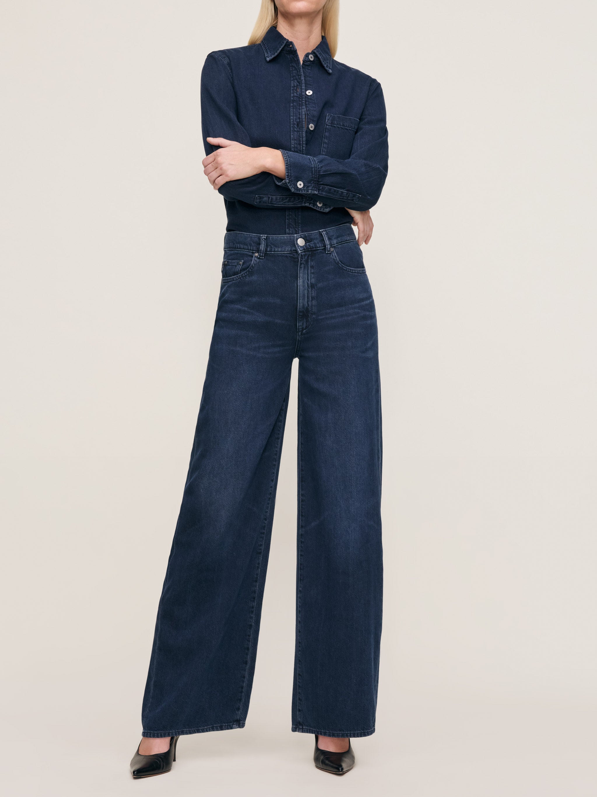women's shirt blue denim