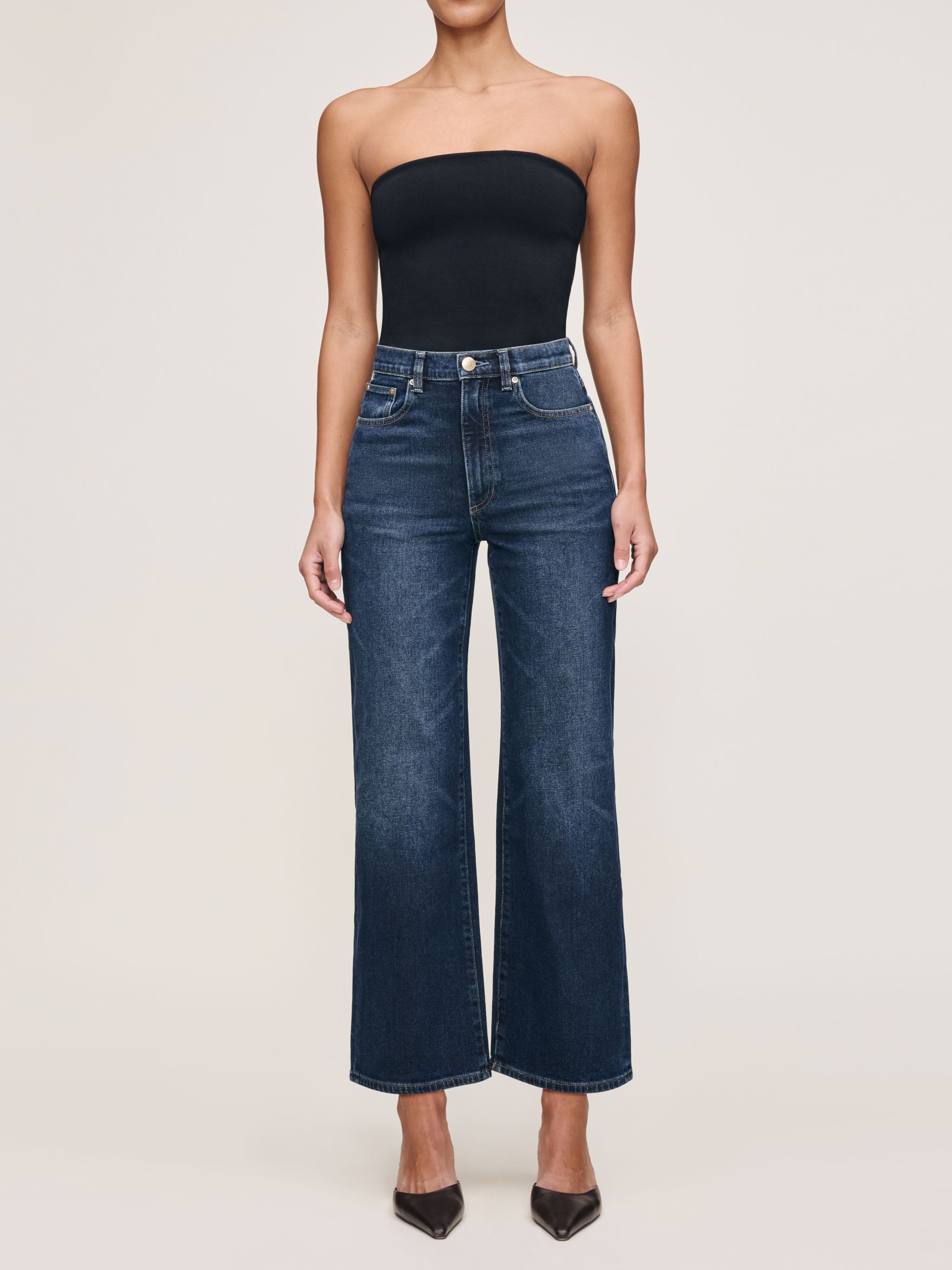 women's wide leg blue jean