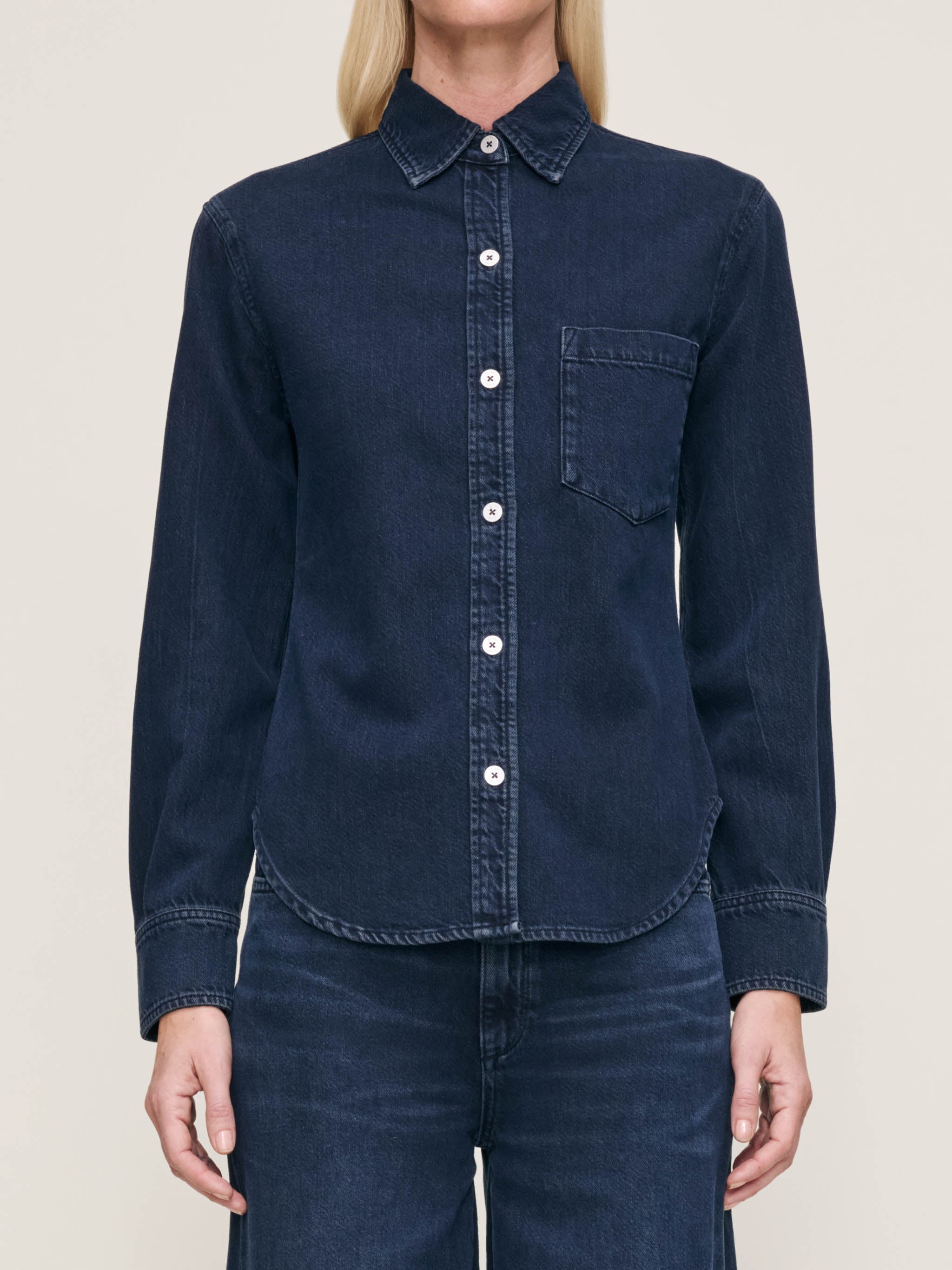 women's shirt blue denim