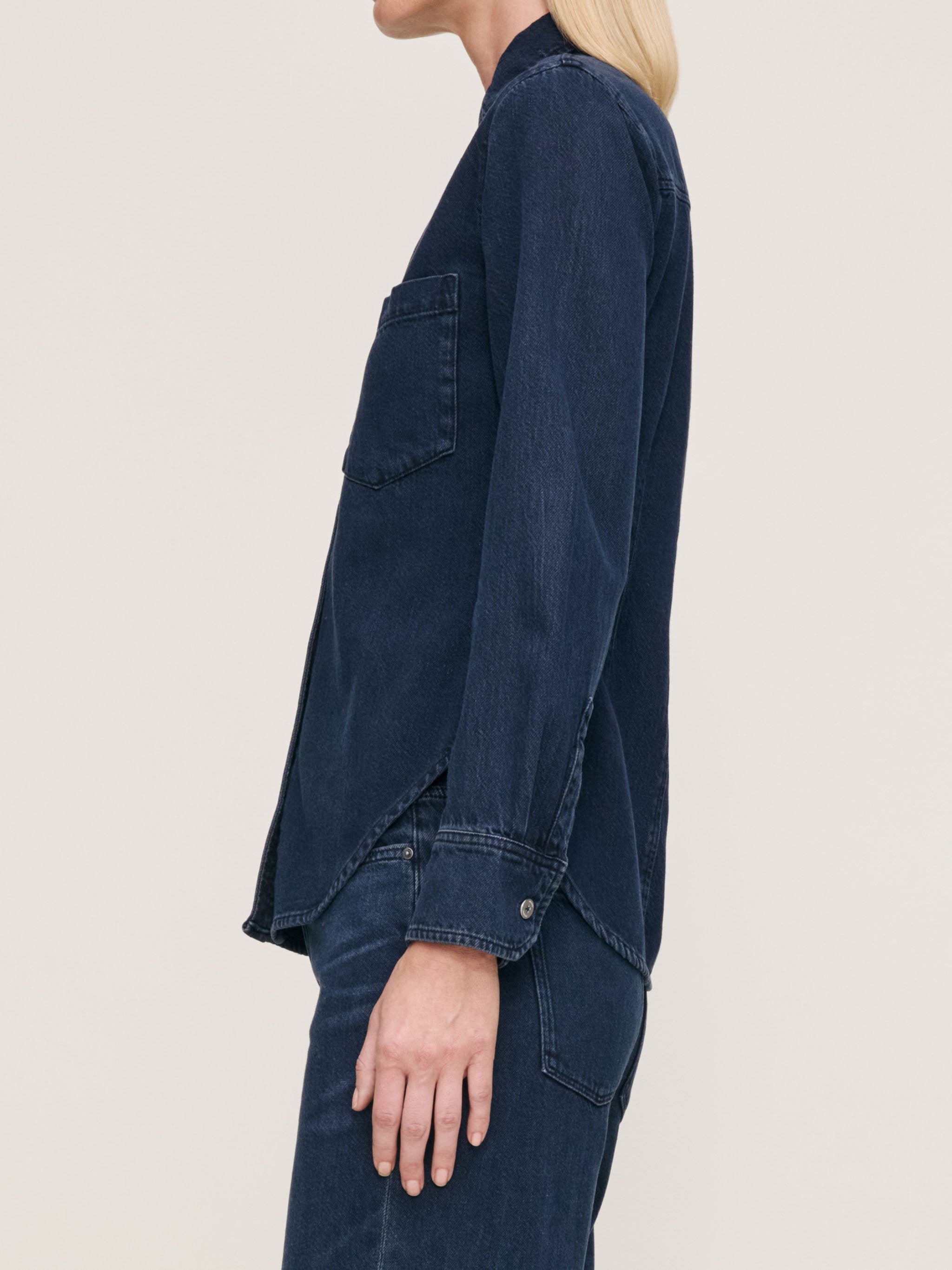 women's shirt blue denim