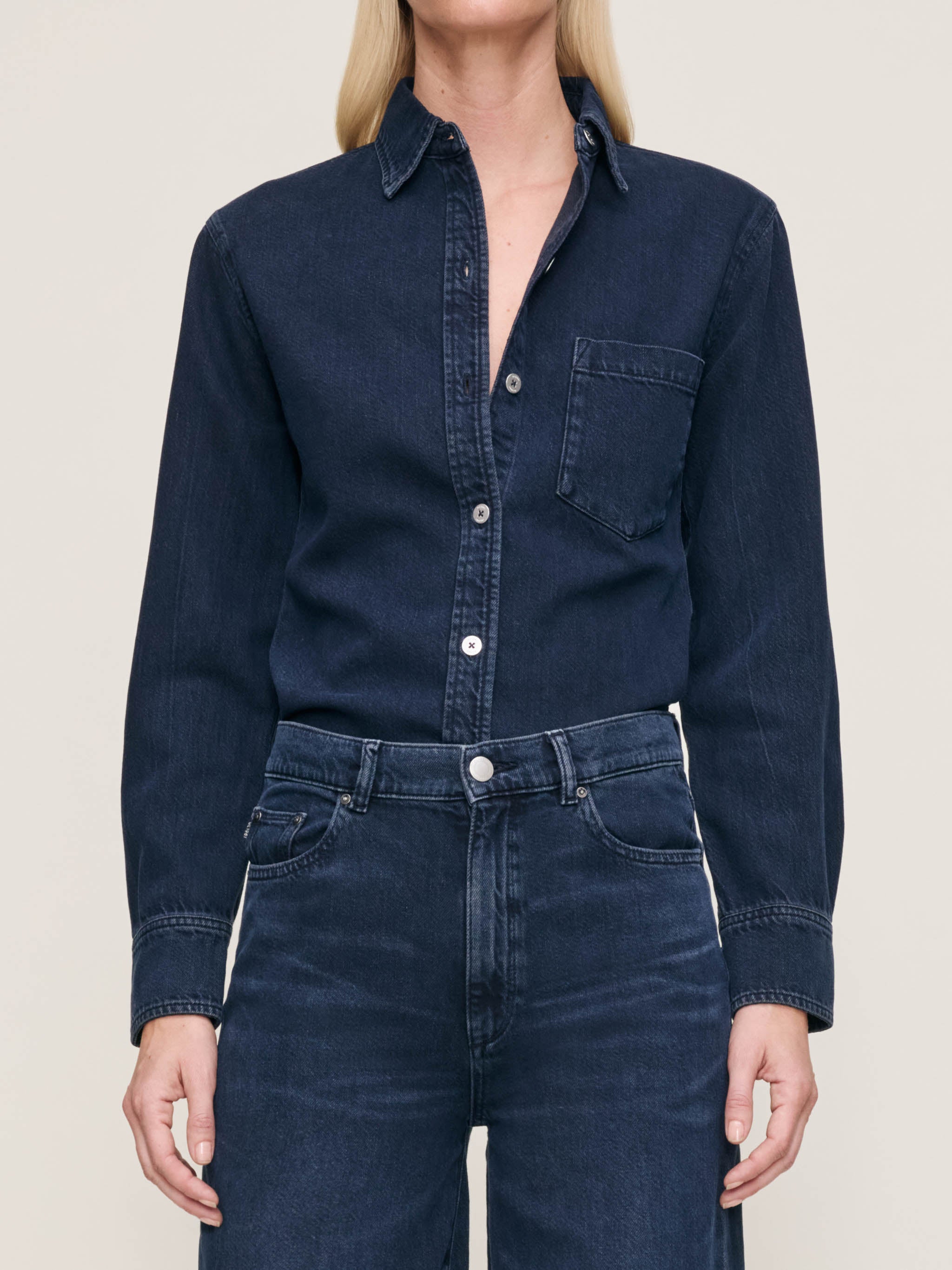 women's shirt blue denim