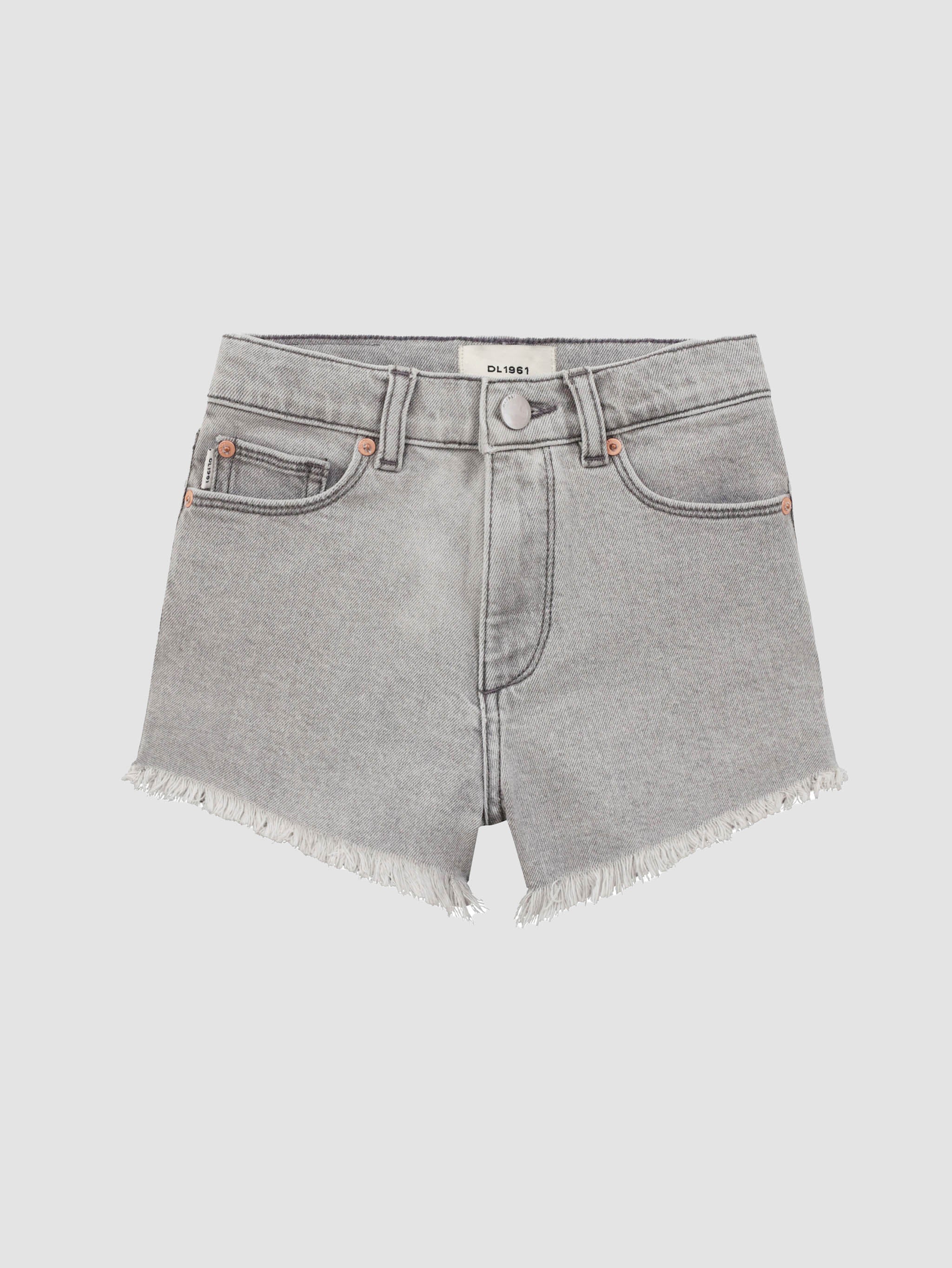 Lucy Shorts High Rise Cut Off | Lt Smoke Frayed