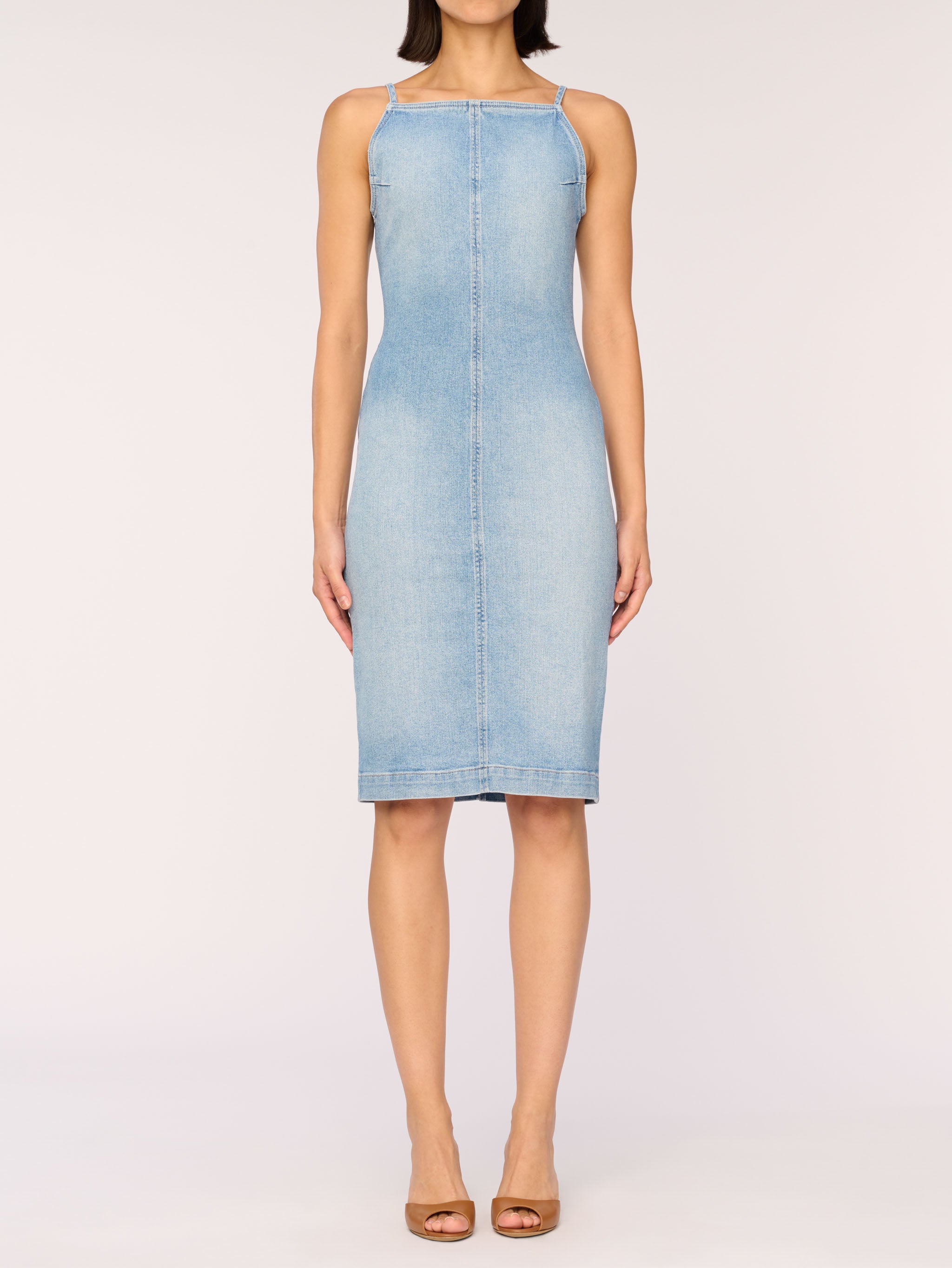 Esme Denim Apron Dress Midi | Fountain