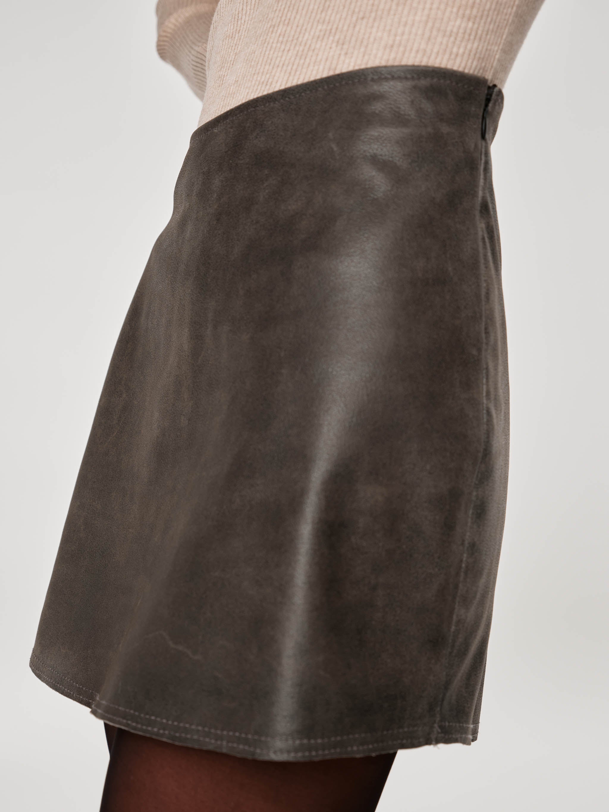 Distressed leather mini skirt shop