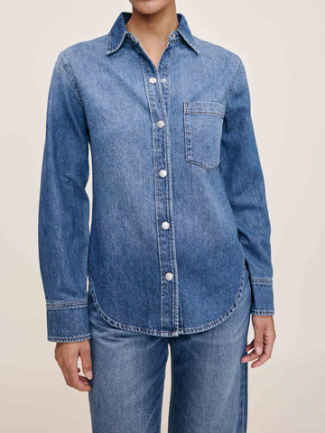 women's shirt blue denim