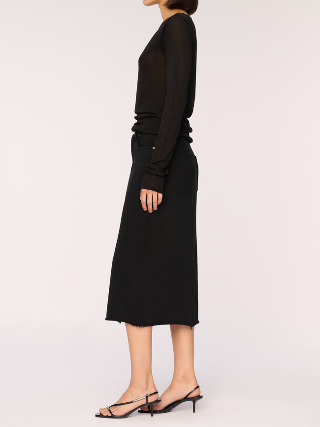 Alma Skirt Midi | Black French Terry