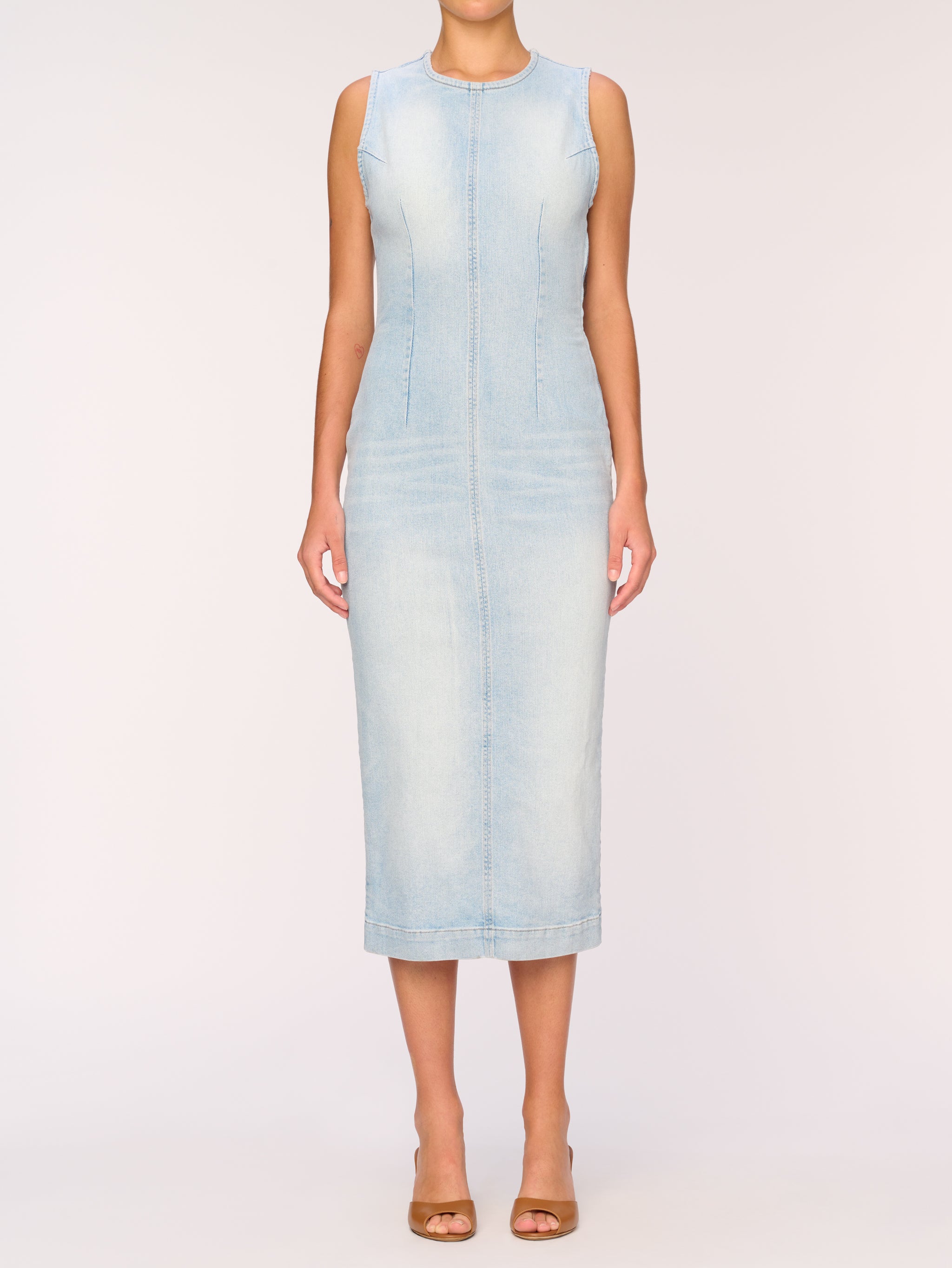 Esme Denim Dress Midi | Lt. Fountain