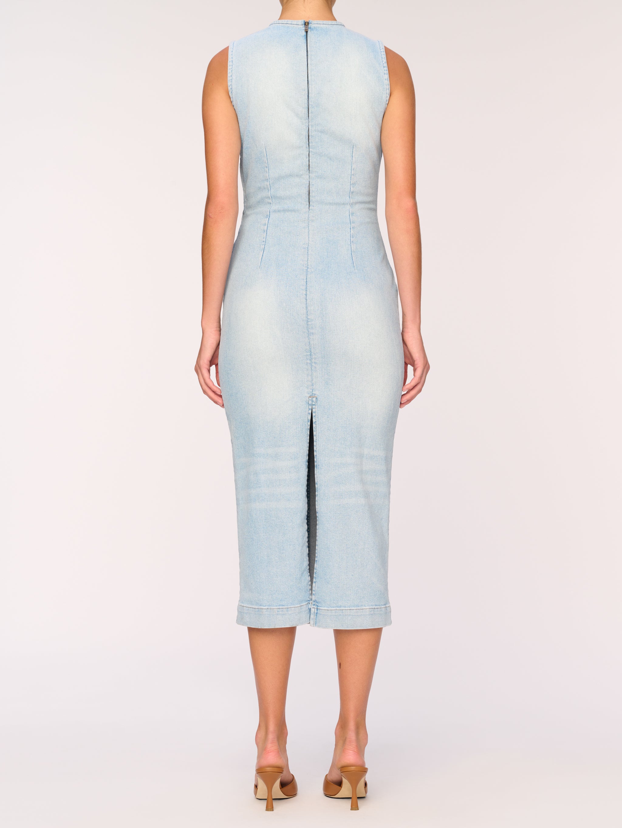 Esme Denim Dress Midi | Lt. Fountain