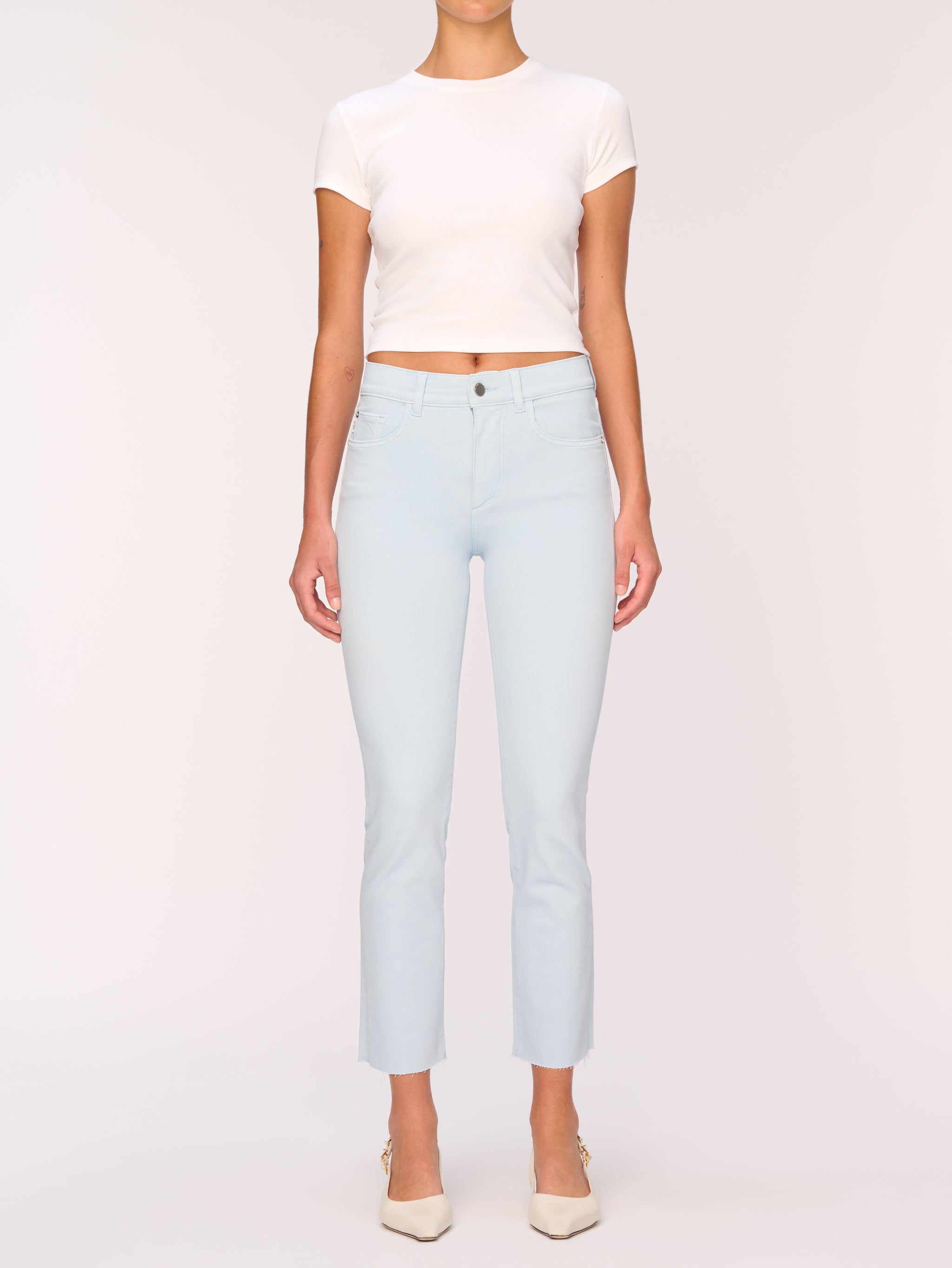 Mara Straight Mid Rise Instasculpt Ankle Jeans | Cerulean