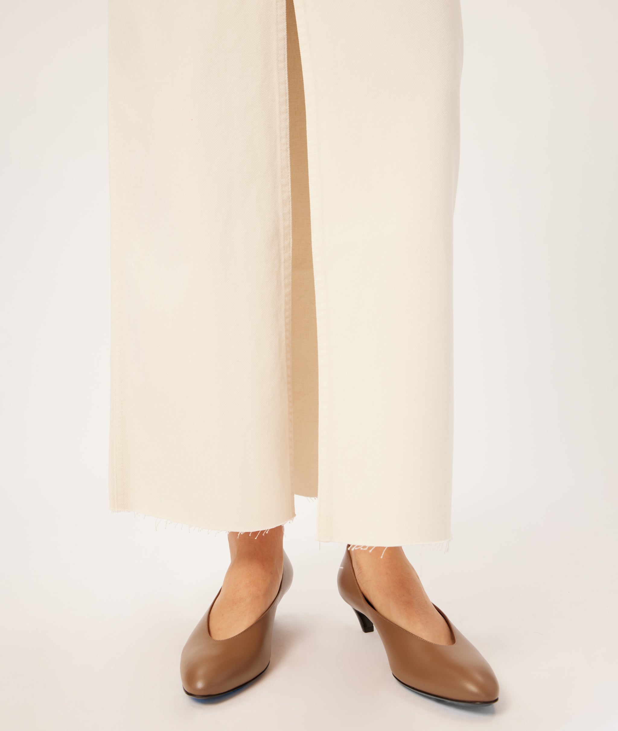 Asra Low Rise Denim Maxi Skirt | Ecru