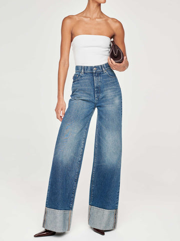 Hepburn Wide Leg High Rise 32" Jeans | Middleton Cuffed