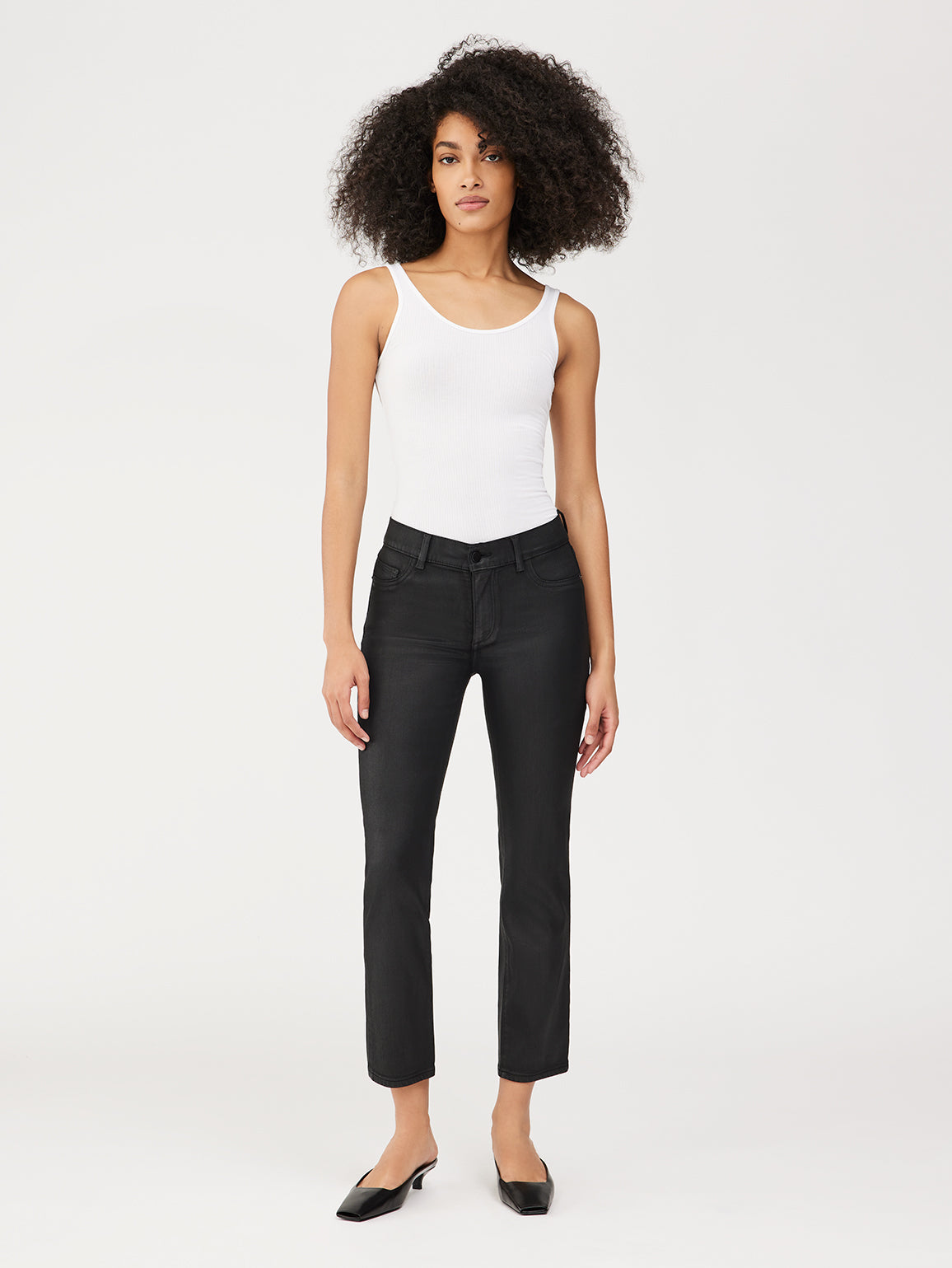 Mara Straight: Mid Rise Instasculpt Ankle | Black Coated