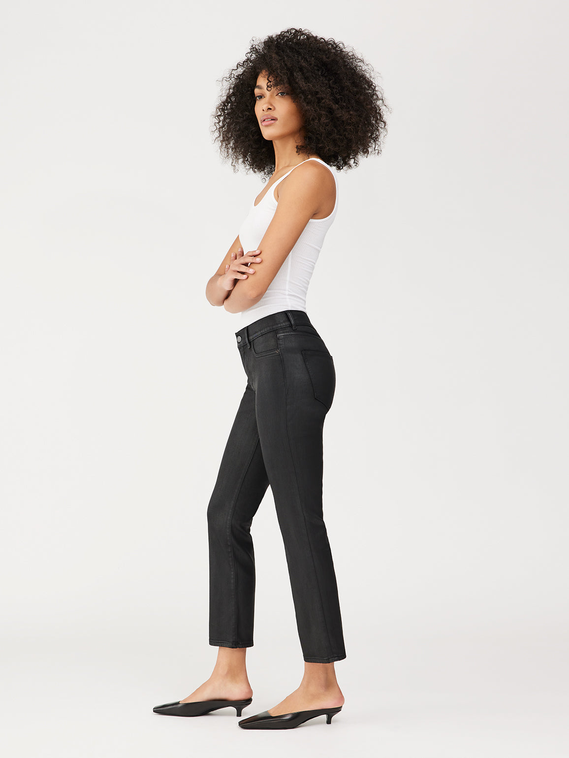 Mara Straight: Mid Rise Instasculpt Ankle | Black Coated