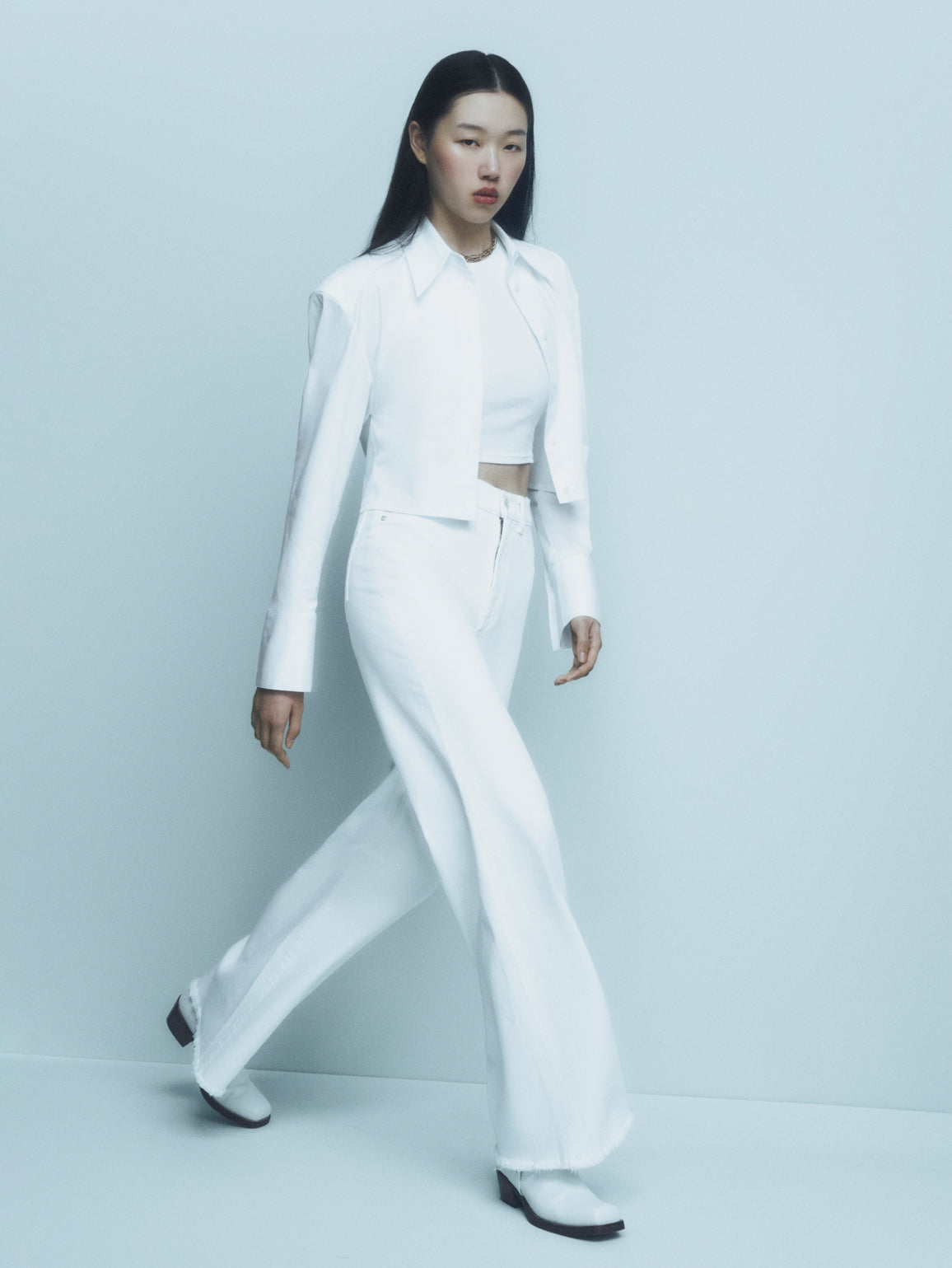 Hepburn Extra Wide Leg High Rise Vintage 33" | White