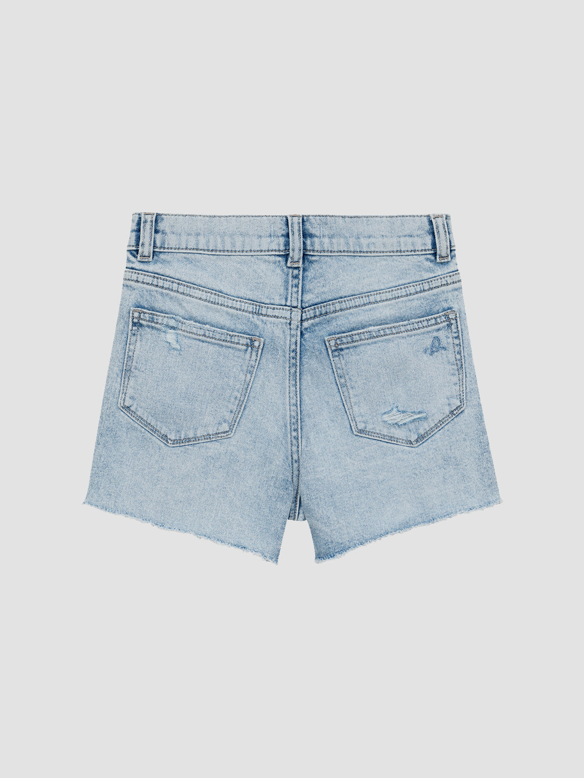 High-Rise Cuffed Denim Shorts in Light Indigo