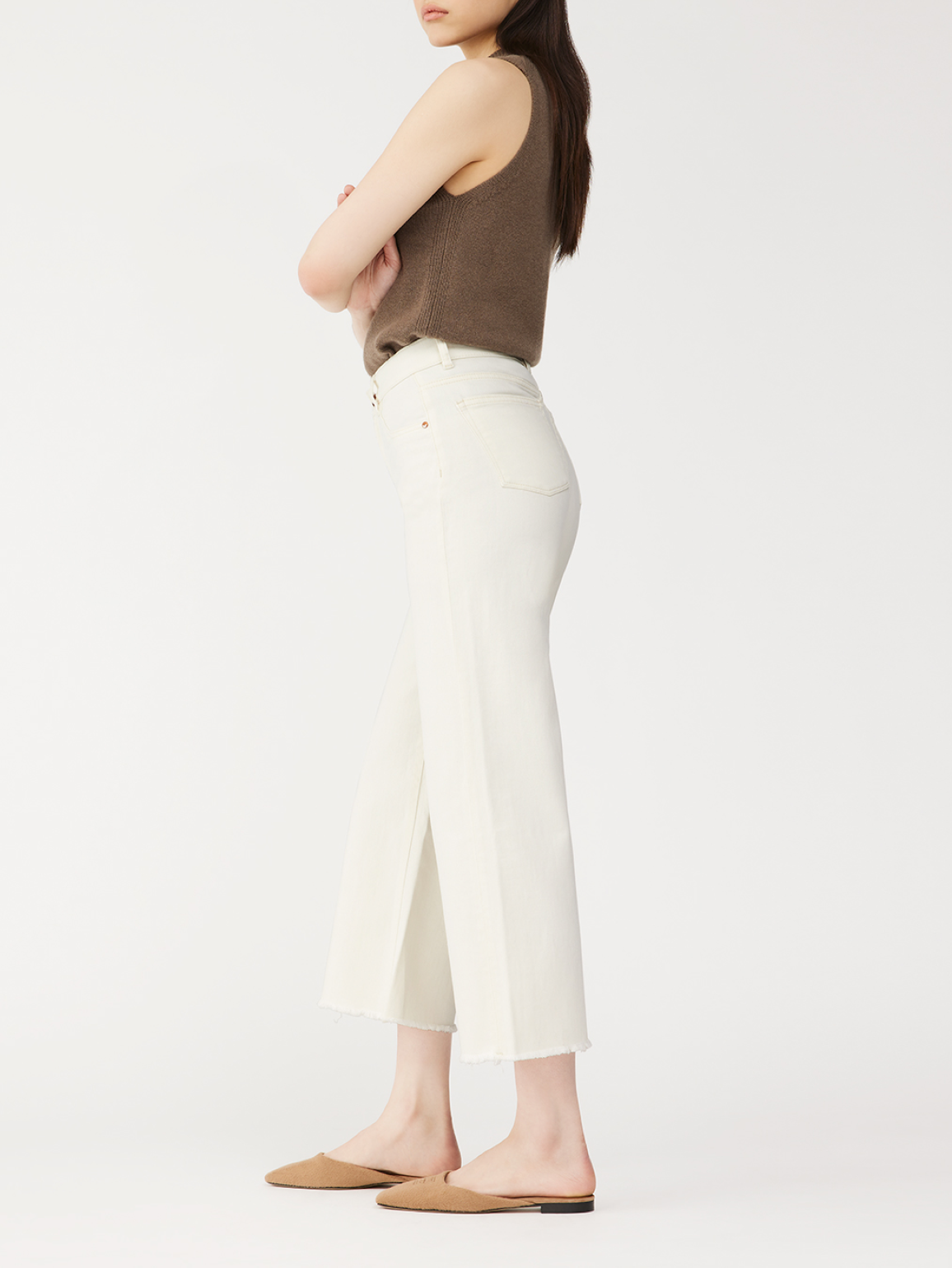 Hepburn Wide Leg High Rise Vintage Jeans | Eggshell